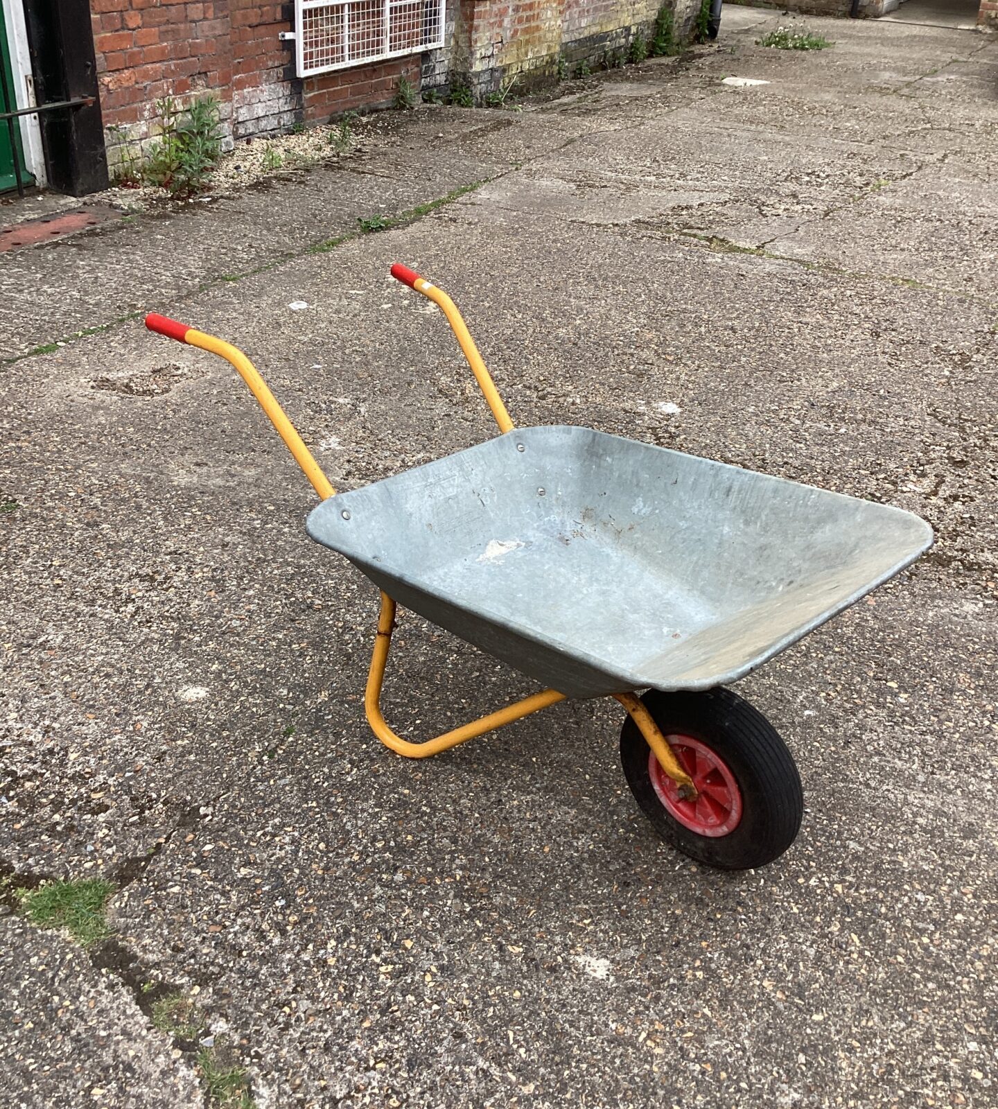 Galvanised wheelbarrow