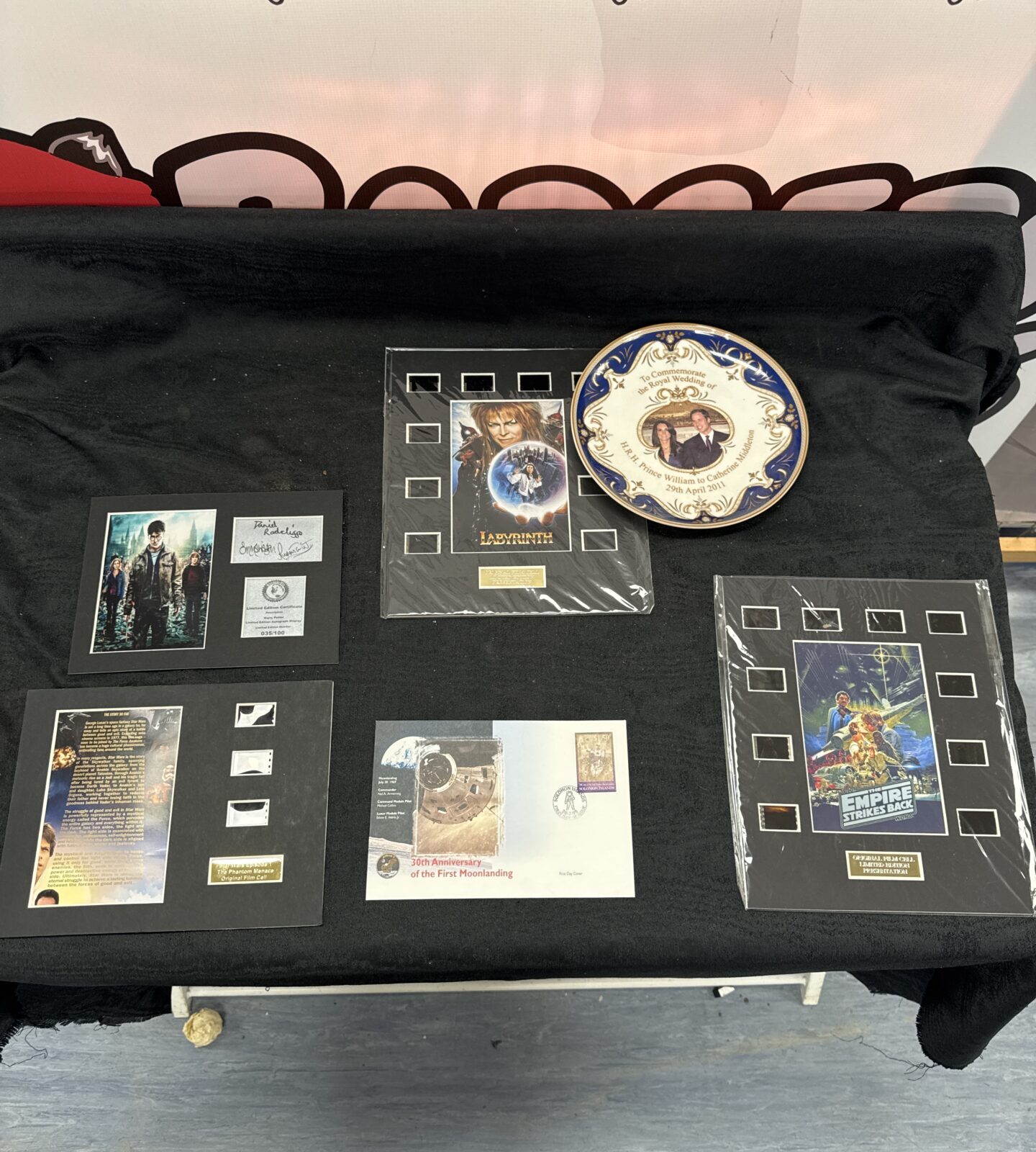 Selection of movie memorabilia inc Star Wars, labyrinth, Harry Potter signed by Daniel Radcliffe, Emma Watson & Rupert Grint with a first day cover & commemorative plate