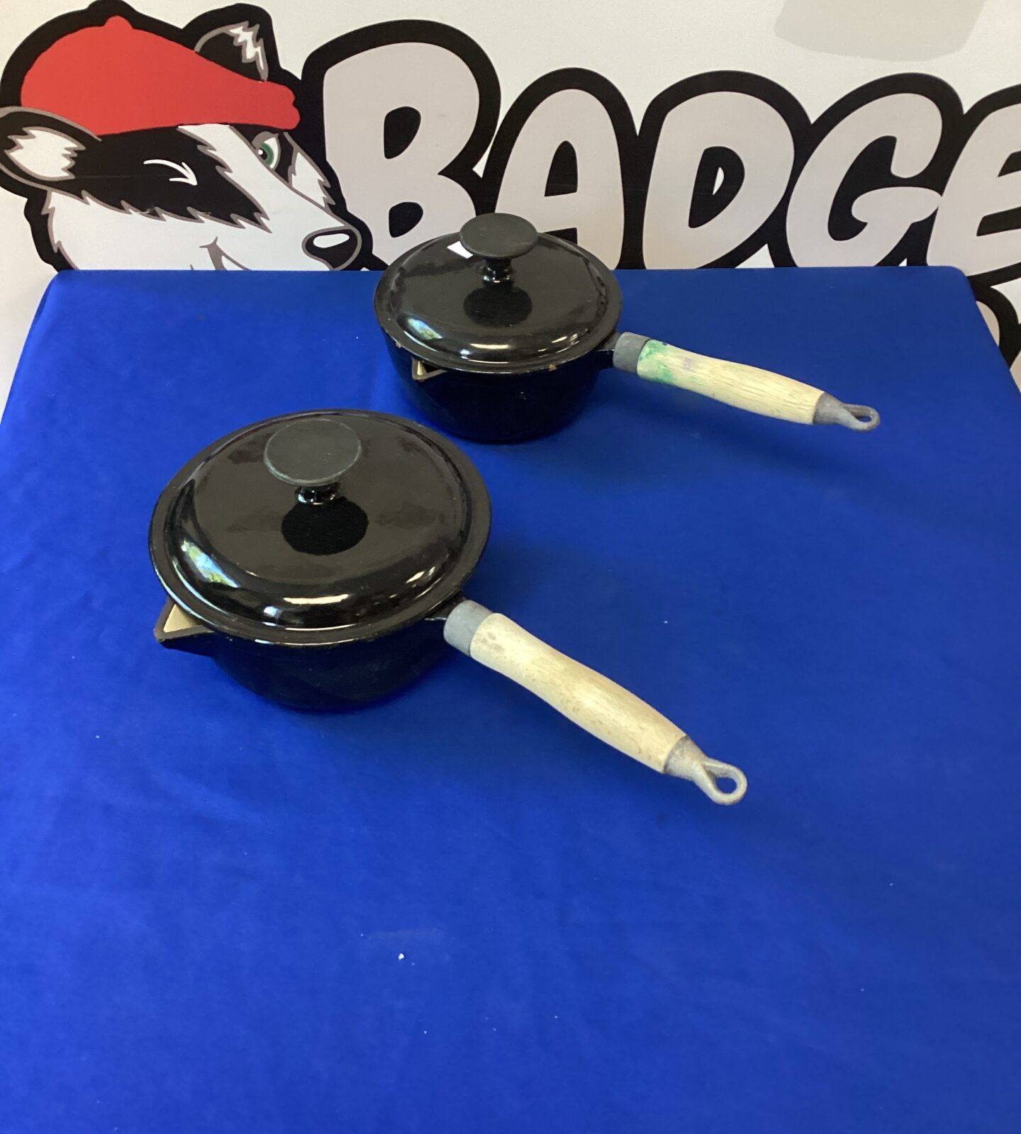 Cooks Wrought Iron Pans with lids