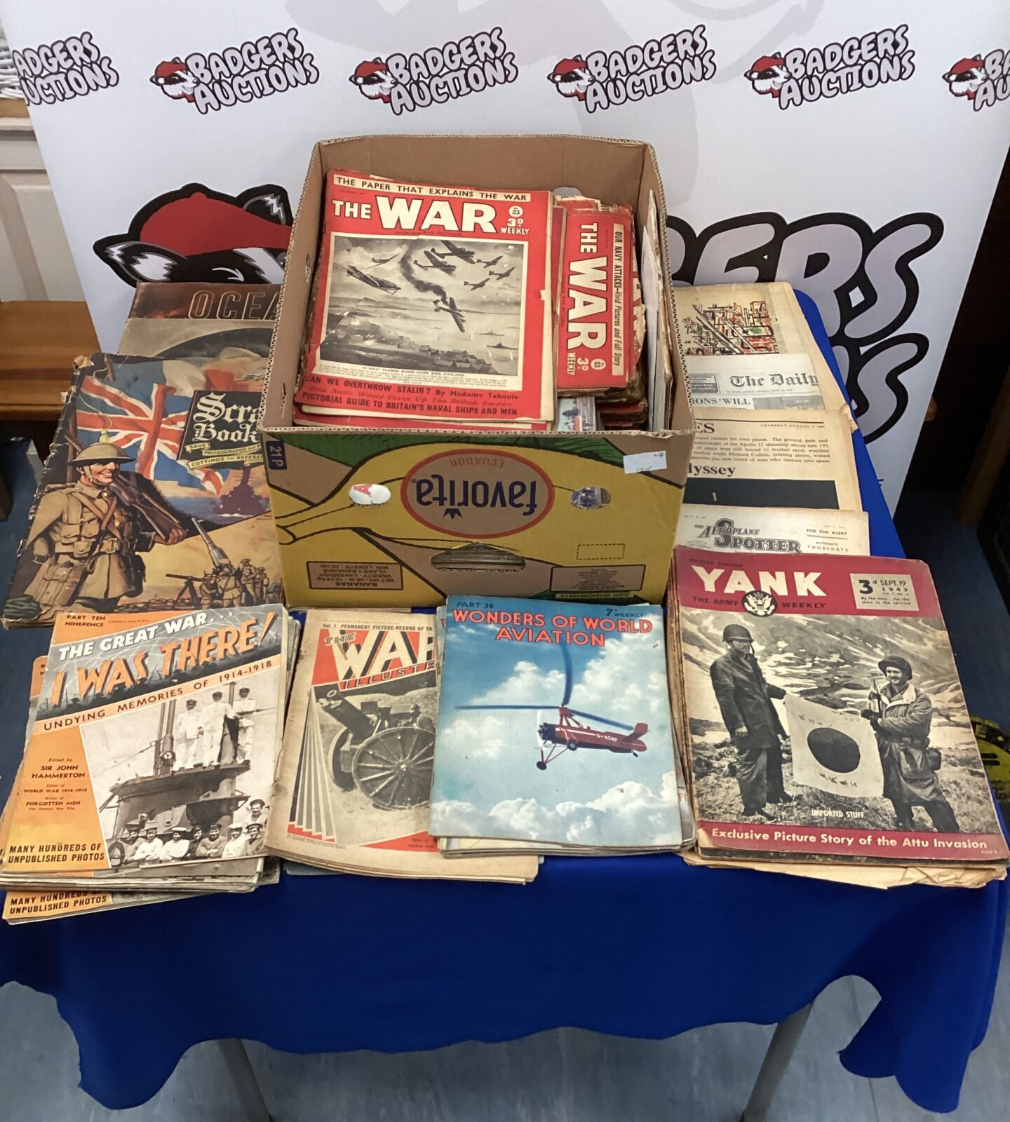 Large box of mixed war related newspapers & magazines inc the war & the great war