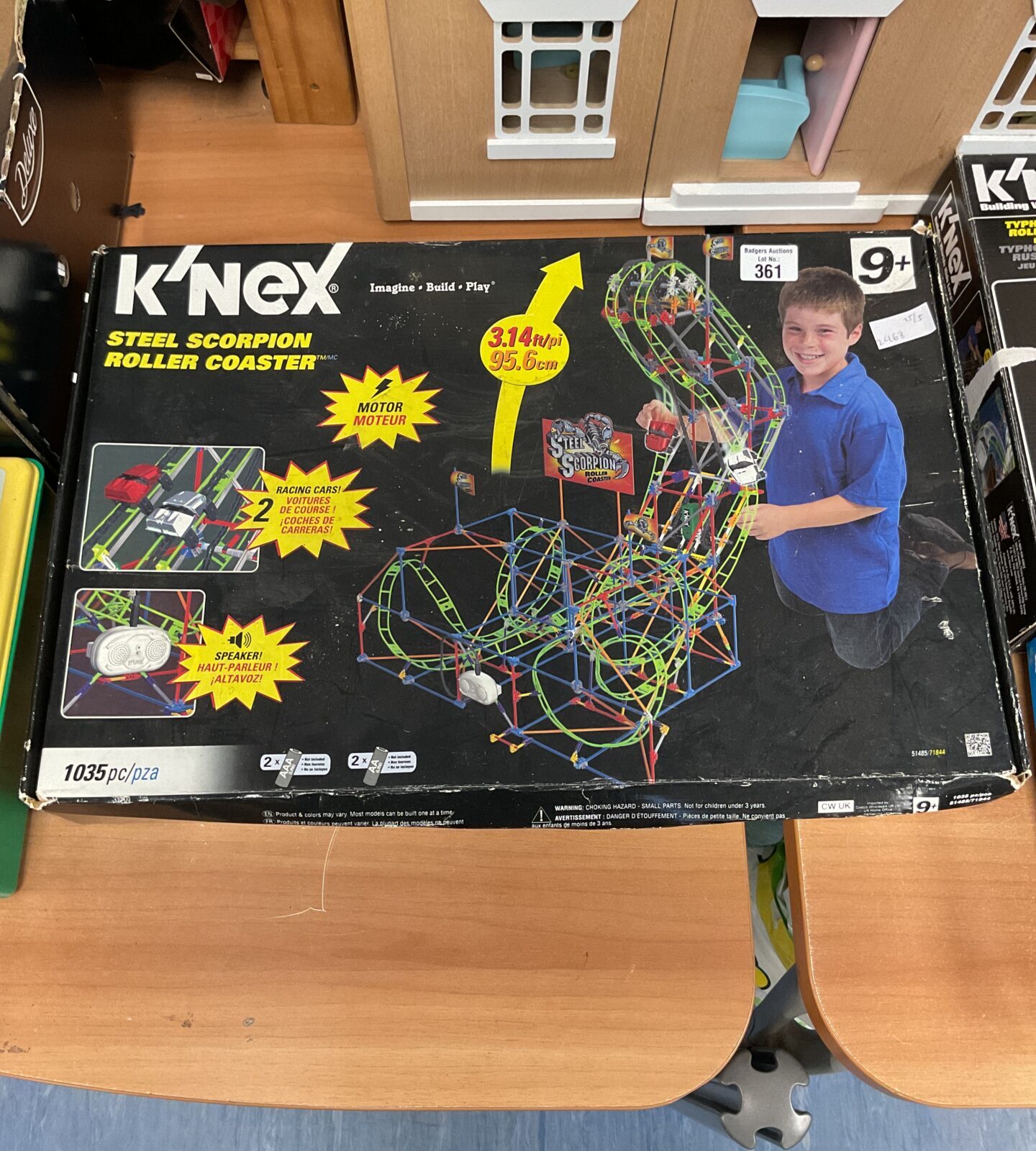 Boxed kinex steel scorpion roller coaster