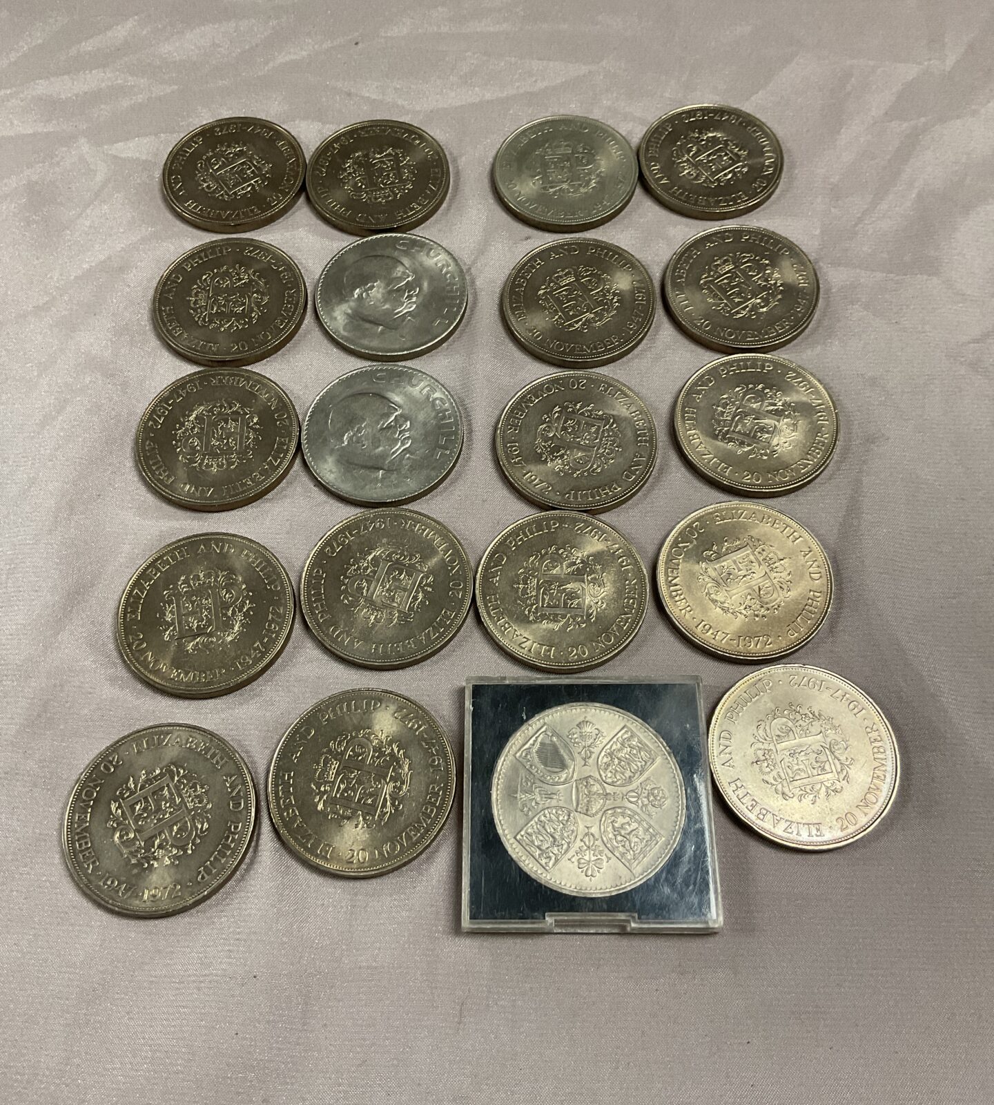 Twenty Commemorative Crowns inc churchill silver wedding