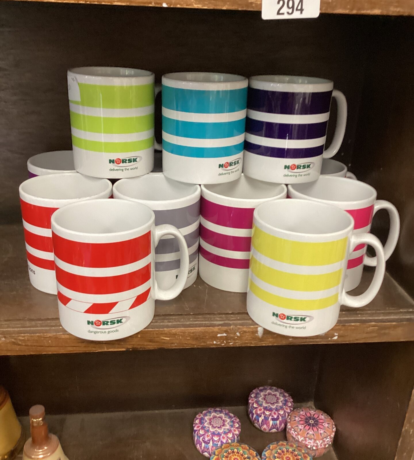 Quantity of colourful Norsk Mugs