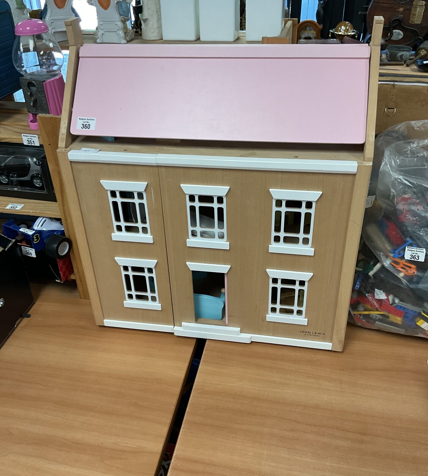 joh lewis Wooden dolls house with furniture