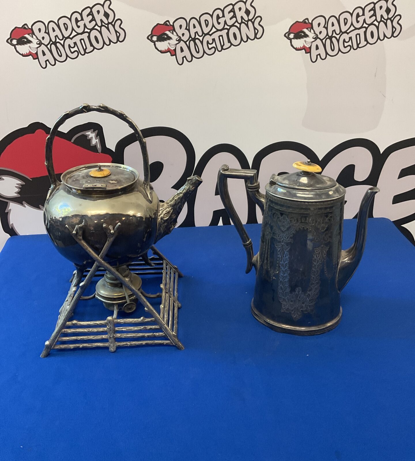 Martin hall & co silver plate spirit kettle & coffee pot