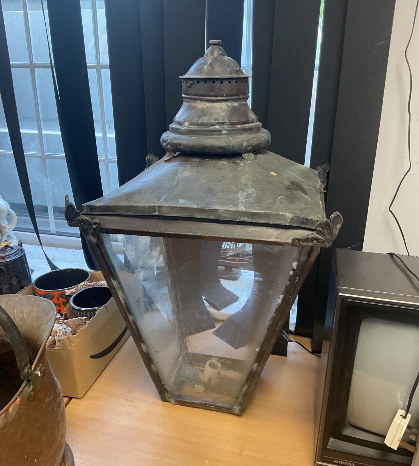 Large Victorian copper street lamp head