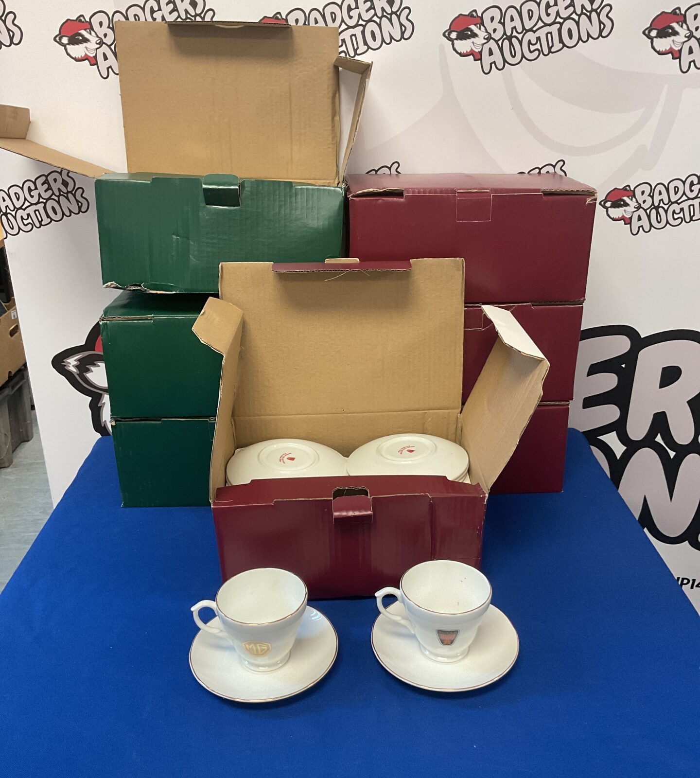 7 rover & mg fine bone china cups & saucer sets