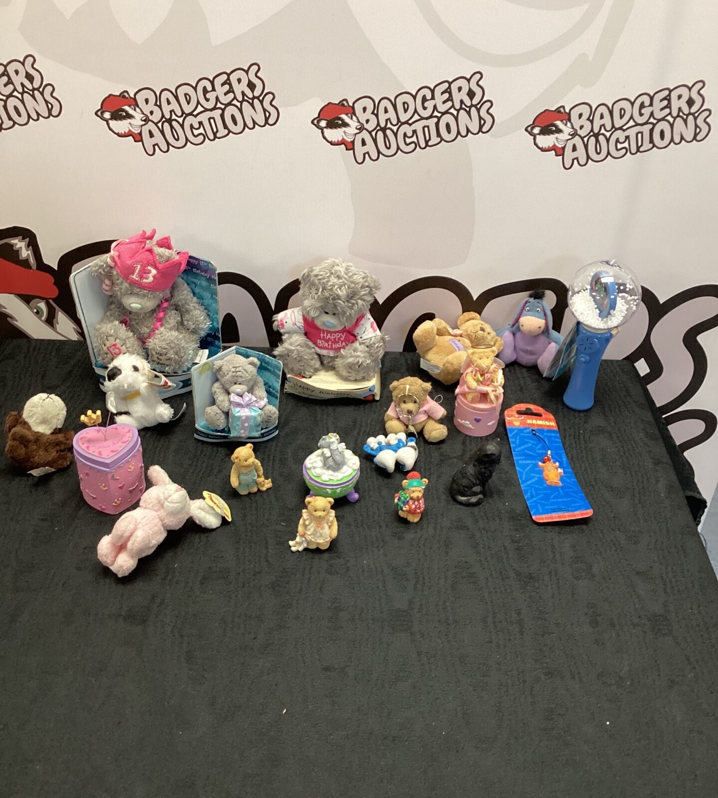 Selection of teddy bears and other soft toys