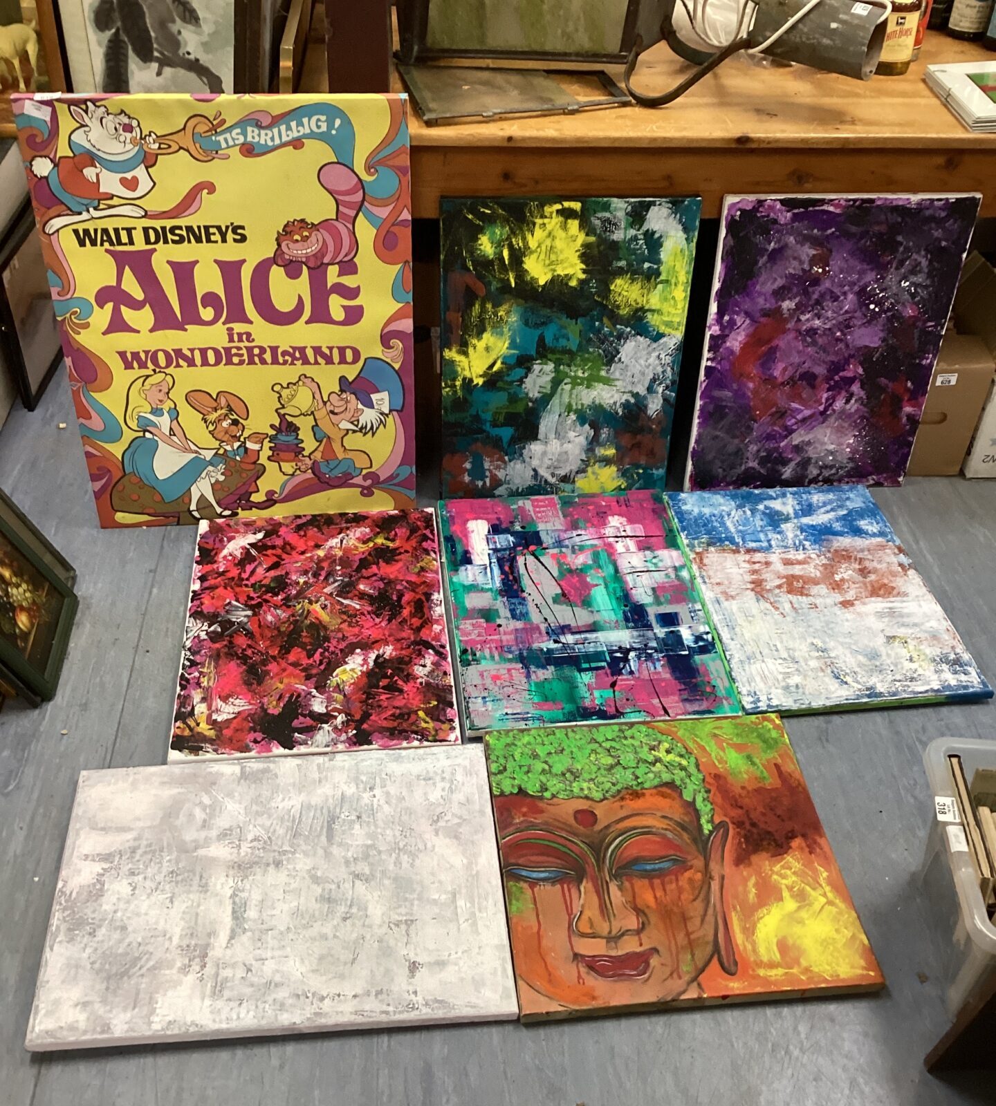 Selection of Abstract Art with Alice in Wonderland Print