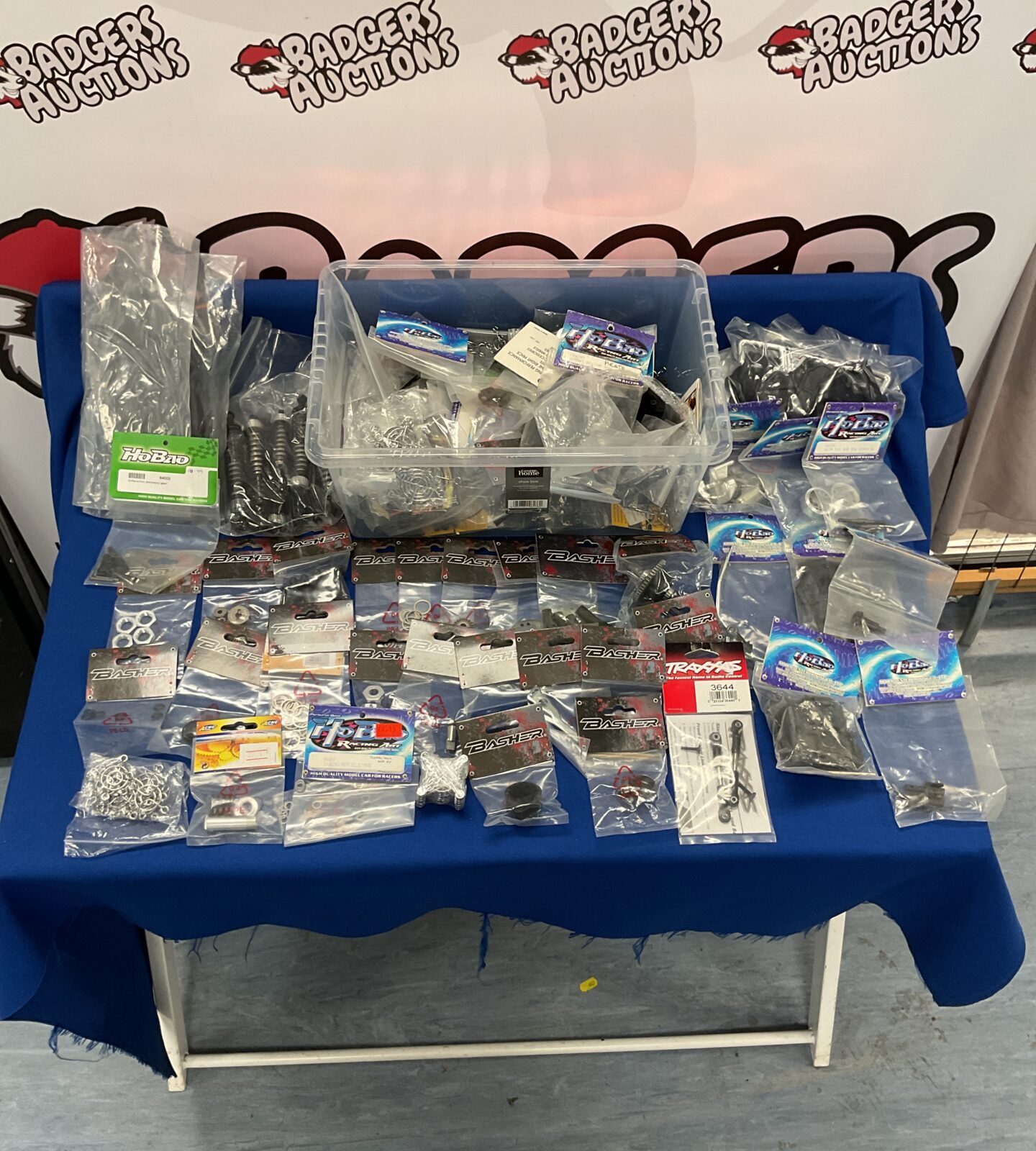 Box of new model rc parts and accessories inc basher and hobao
