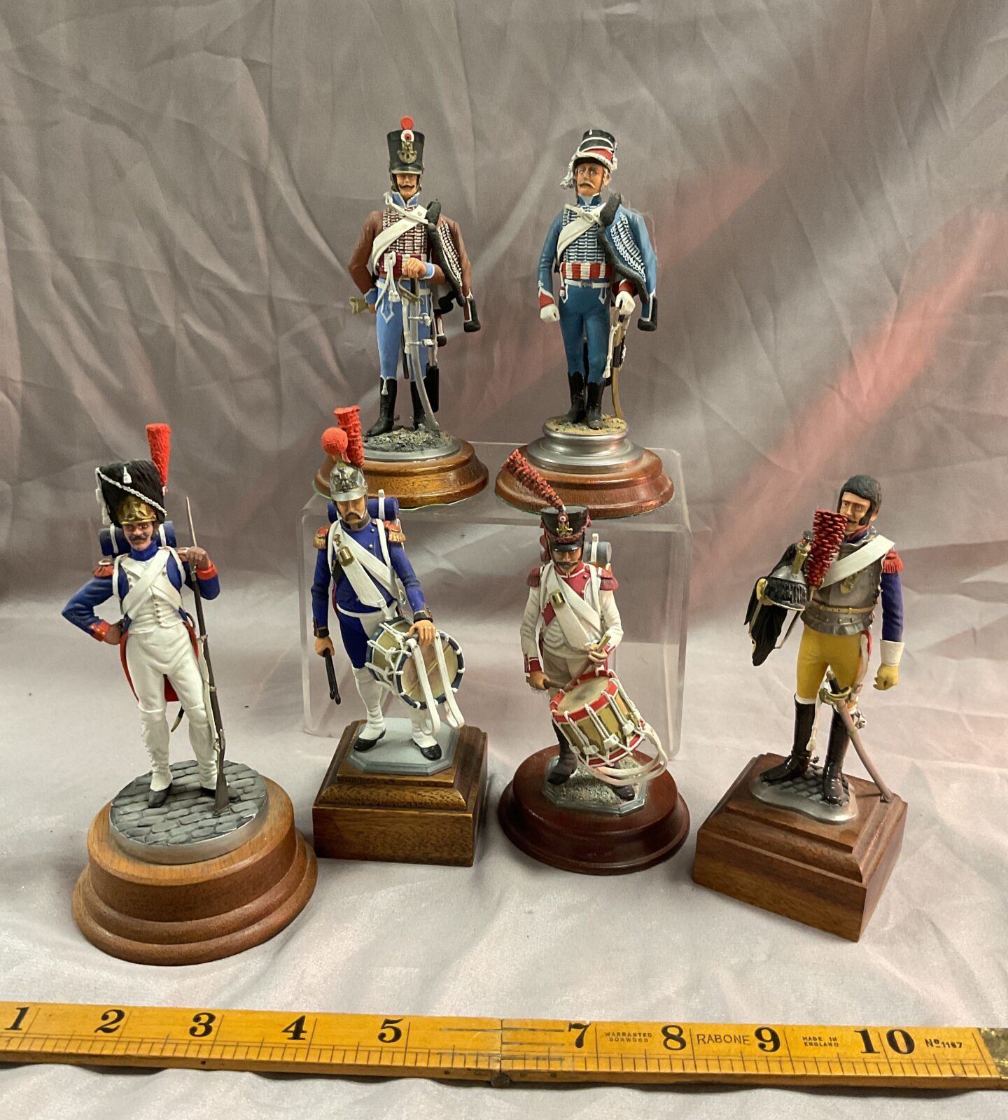six 5”” handpainted pewter french napoleonic Foot soldiers