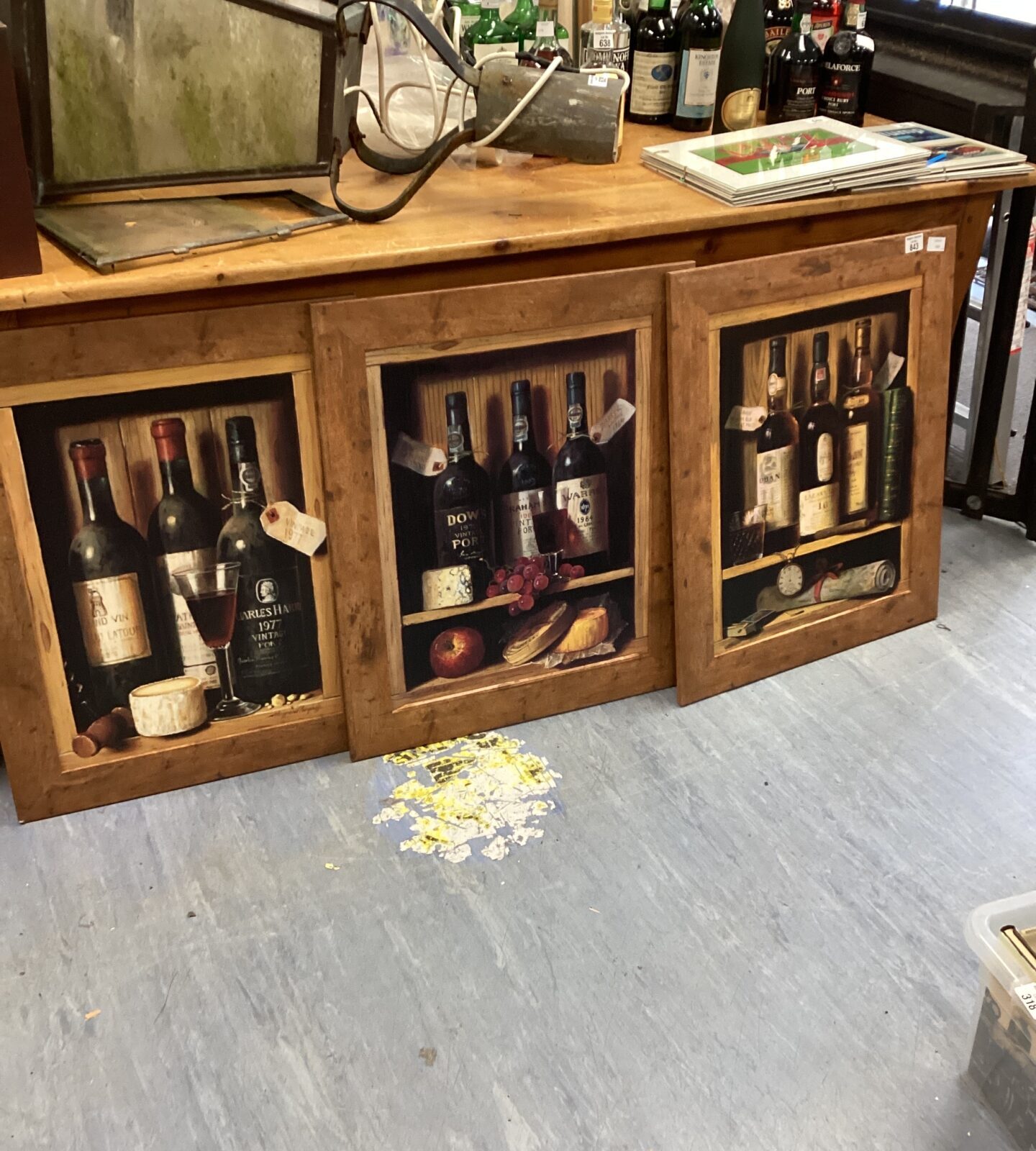 Three framed Prints of Port bottles etc