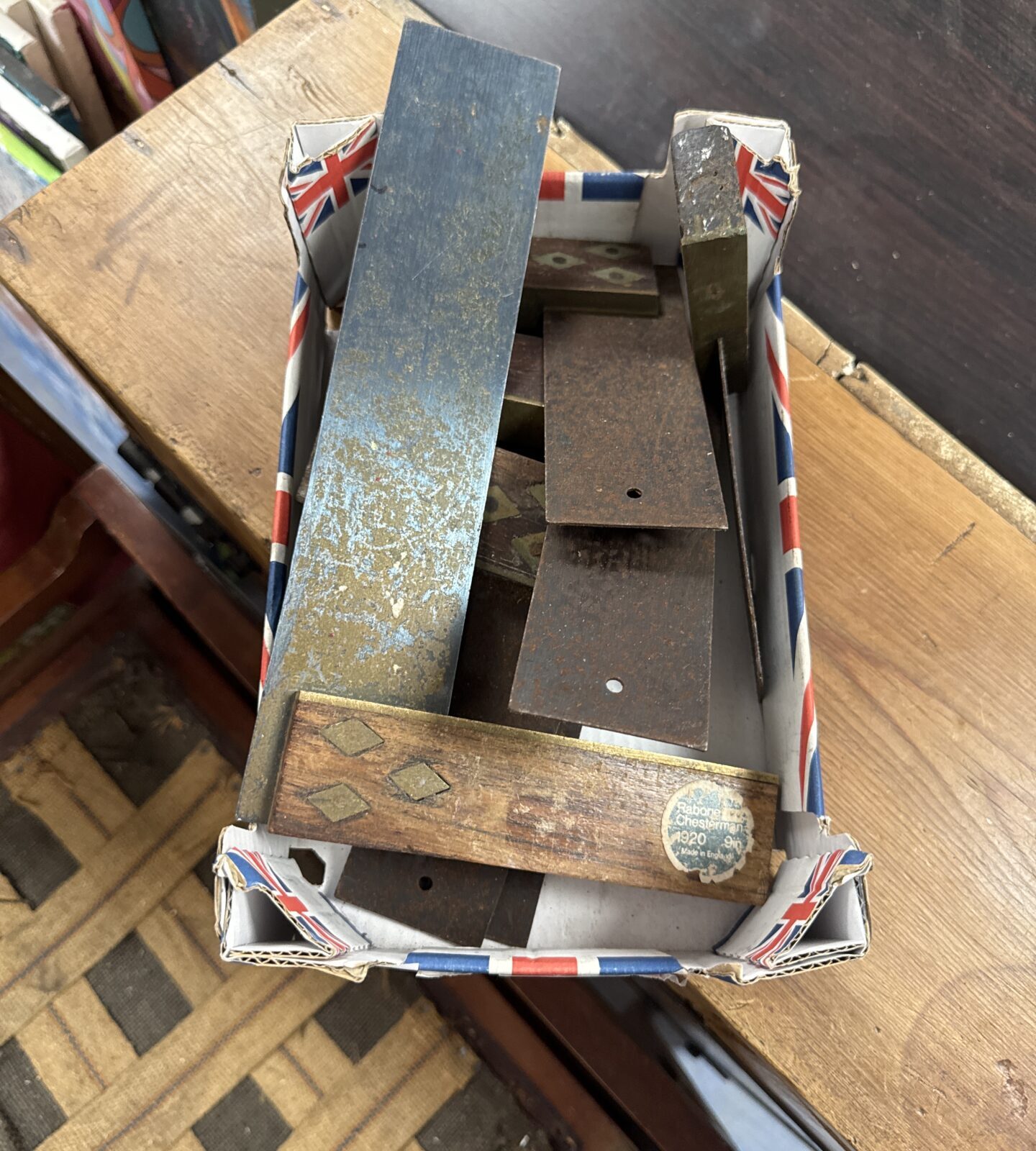 Box of vintage try squares inc rabone chesterman