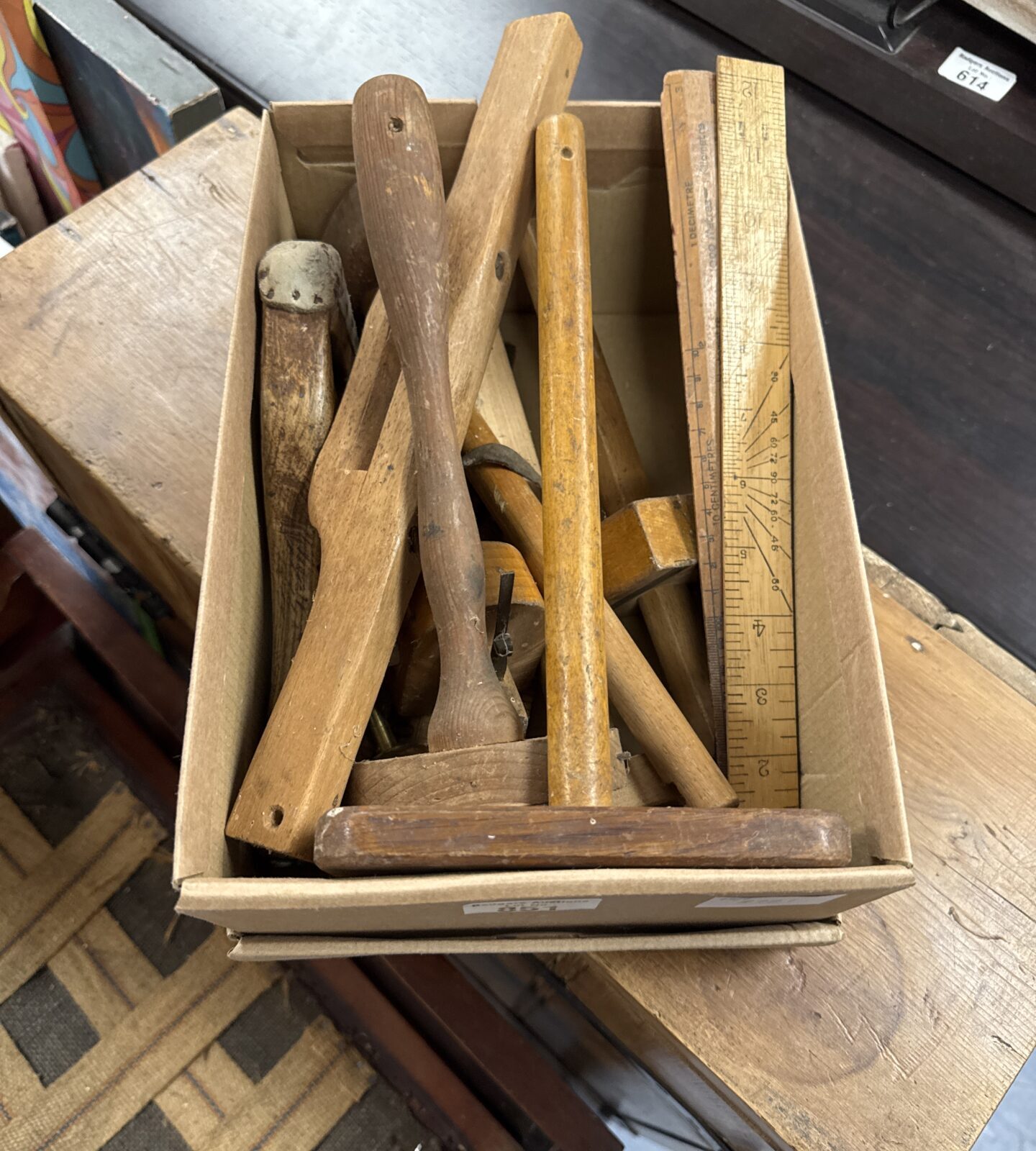 Box of vintage woodworkers tools