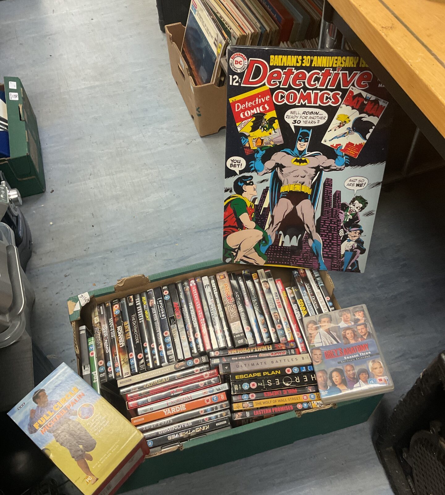 Box of dvds & batman canvas print