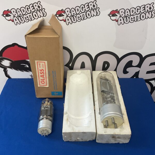 Two large glass radio valves including cv26 & 4212e