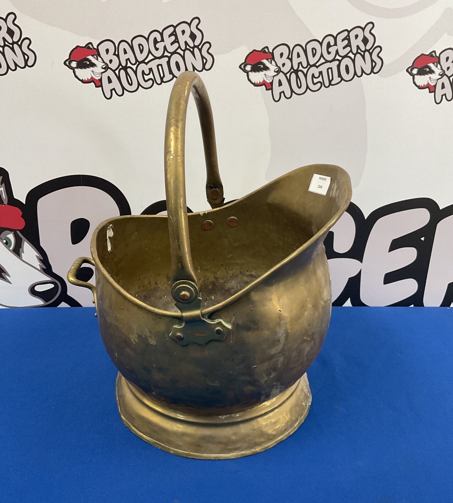 Vintage brass helmet coal scuttle