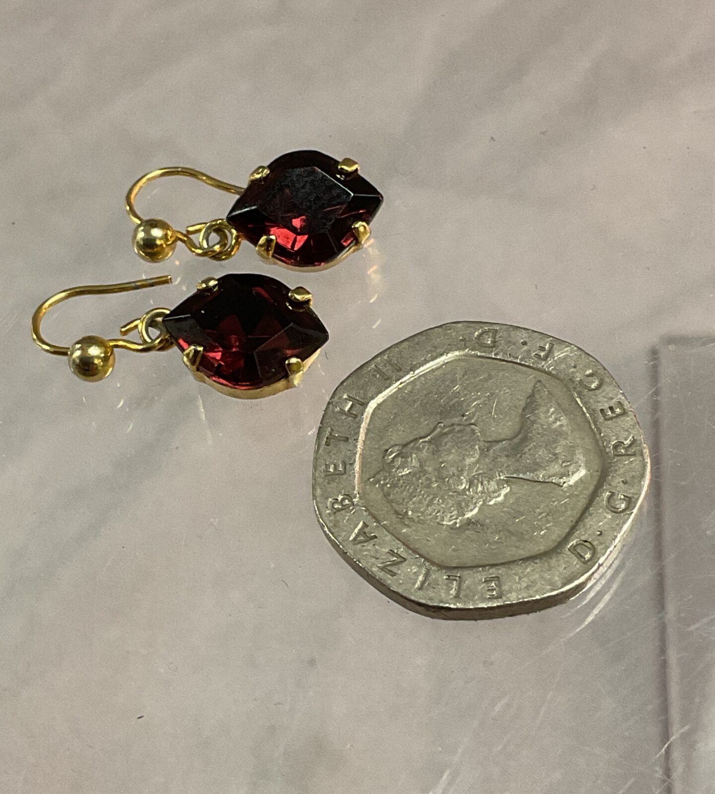 yellow metal amethyst earrings