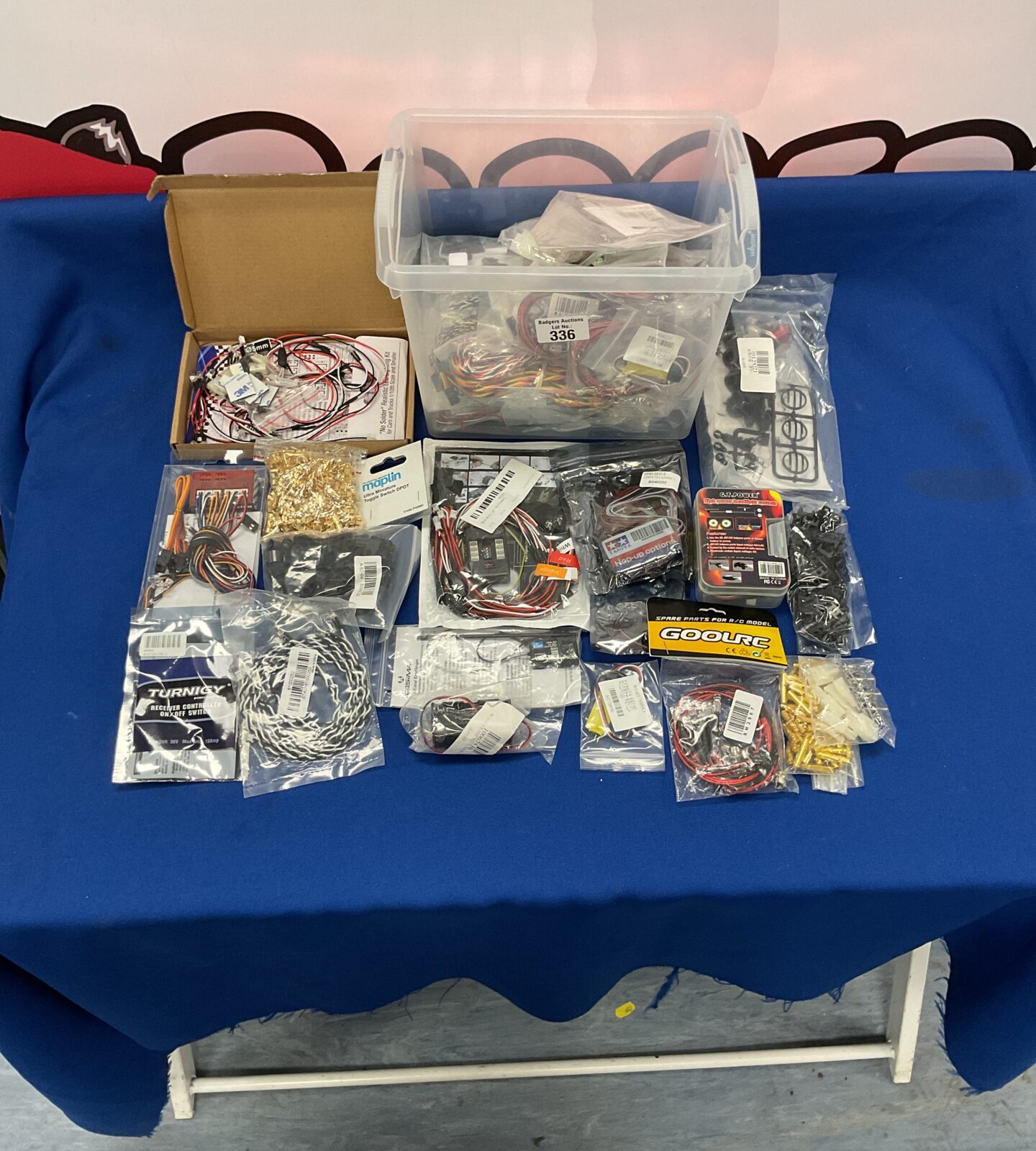 Box of new model rc parts inc cabling