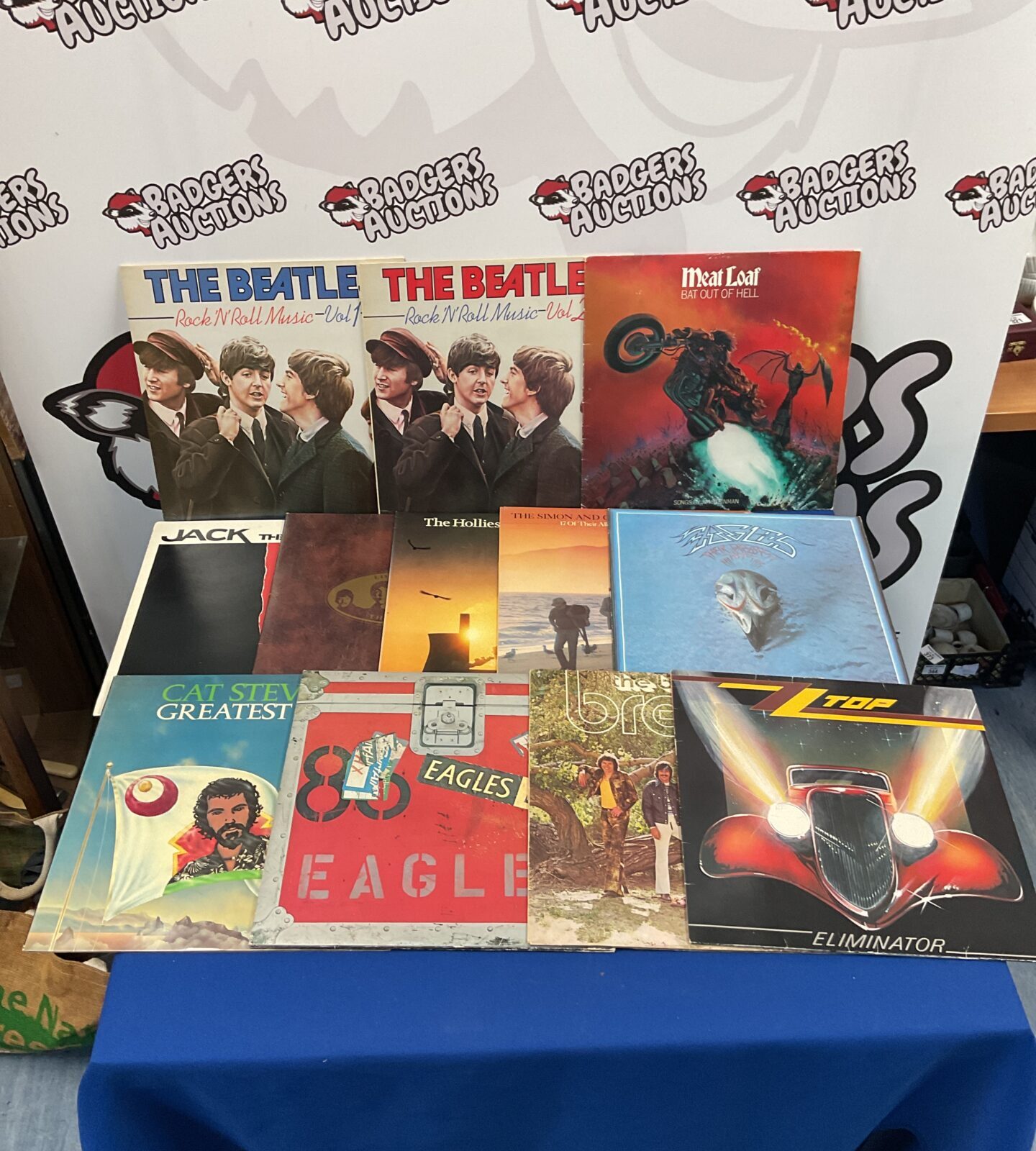 Selection of 12” vinyl records inc the beatles & meatloaf