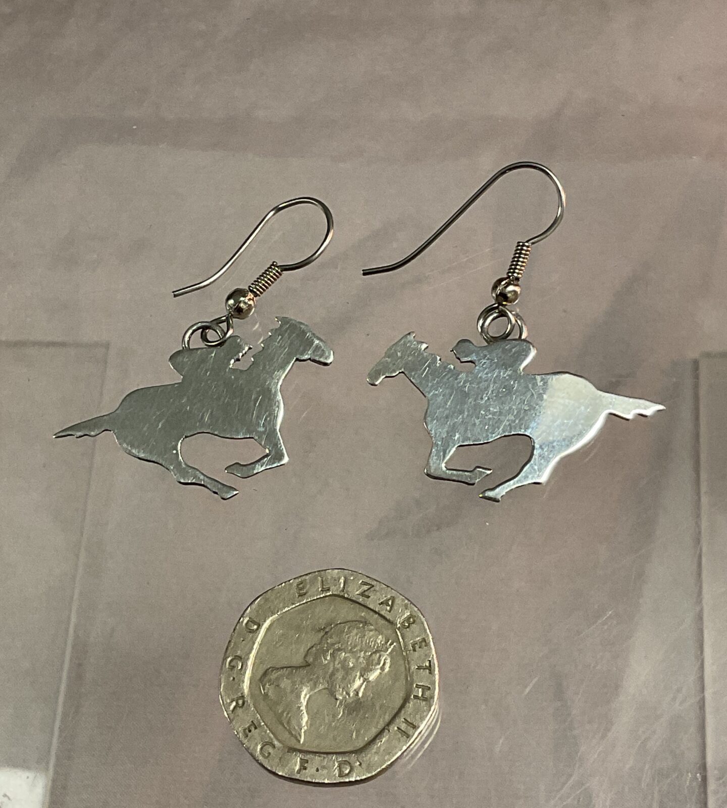 Pair of Sterling Silver Racehorse Earrings