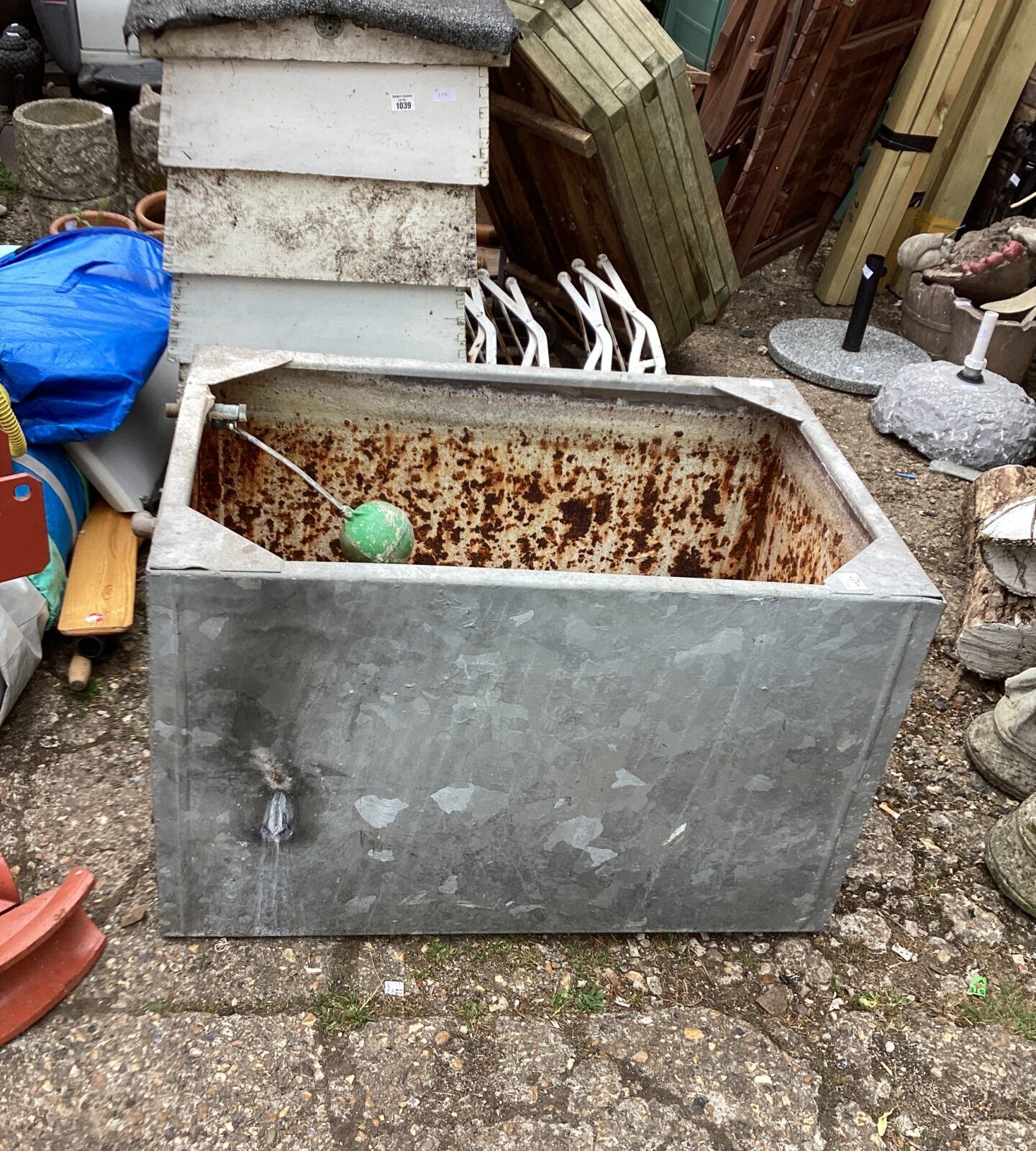 Large galvanised water tank