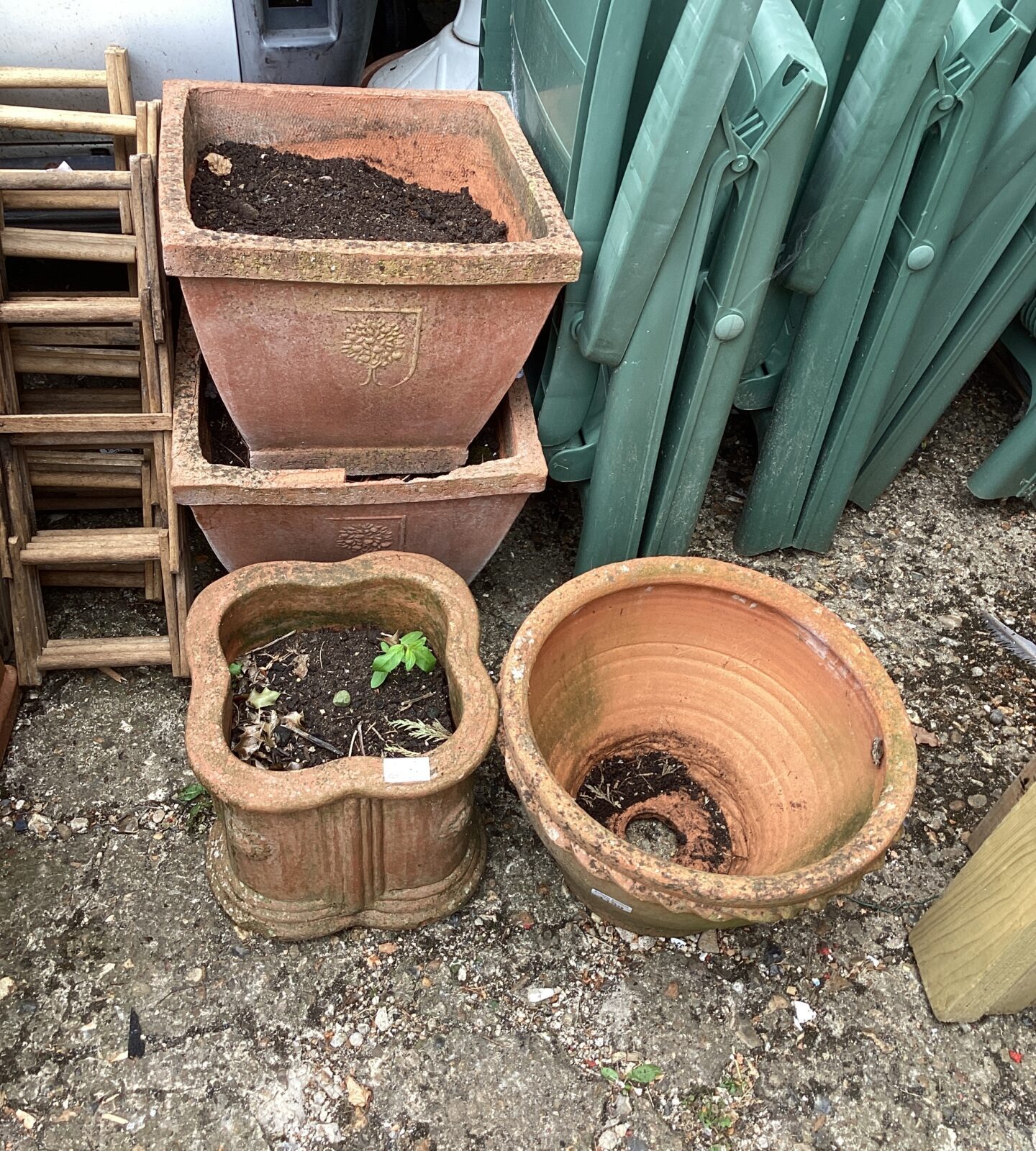 Four garden pots