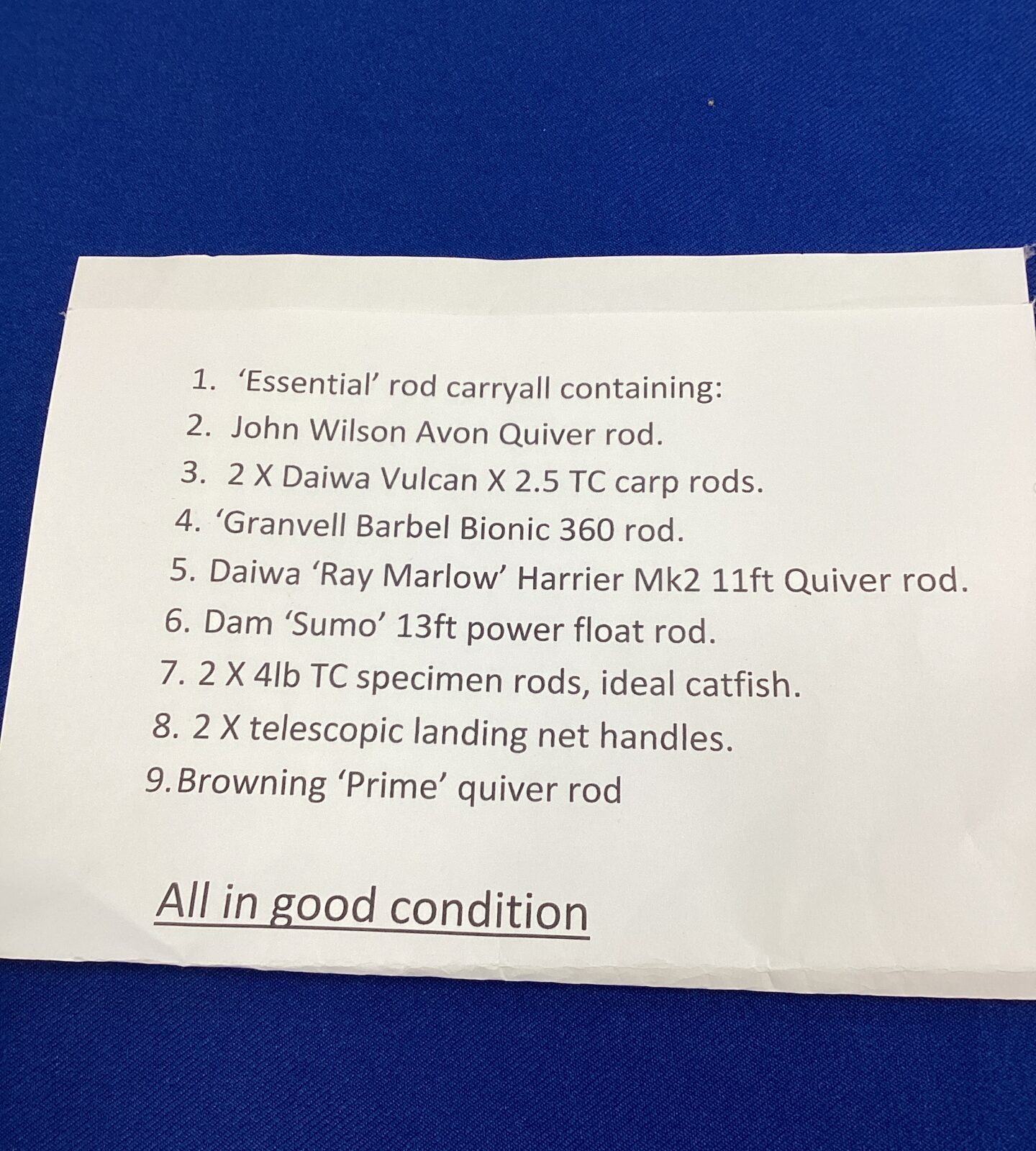 Quantum of fishing rods & landing net handles inc john wilson avon quiver rod, x2 daiwa vulcan X 2.5 TC carp rods, granvell barbel bionic 360 rod & more full list in picture - Image 2