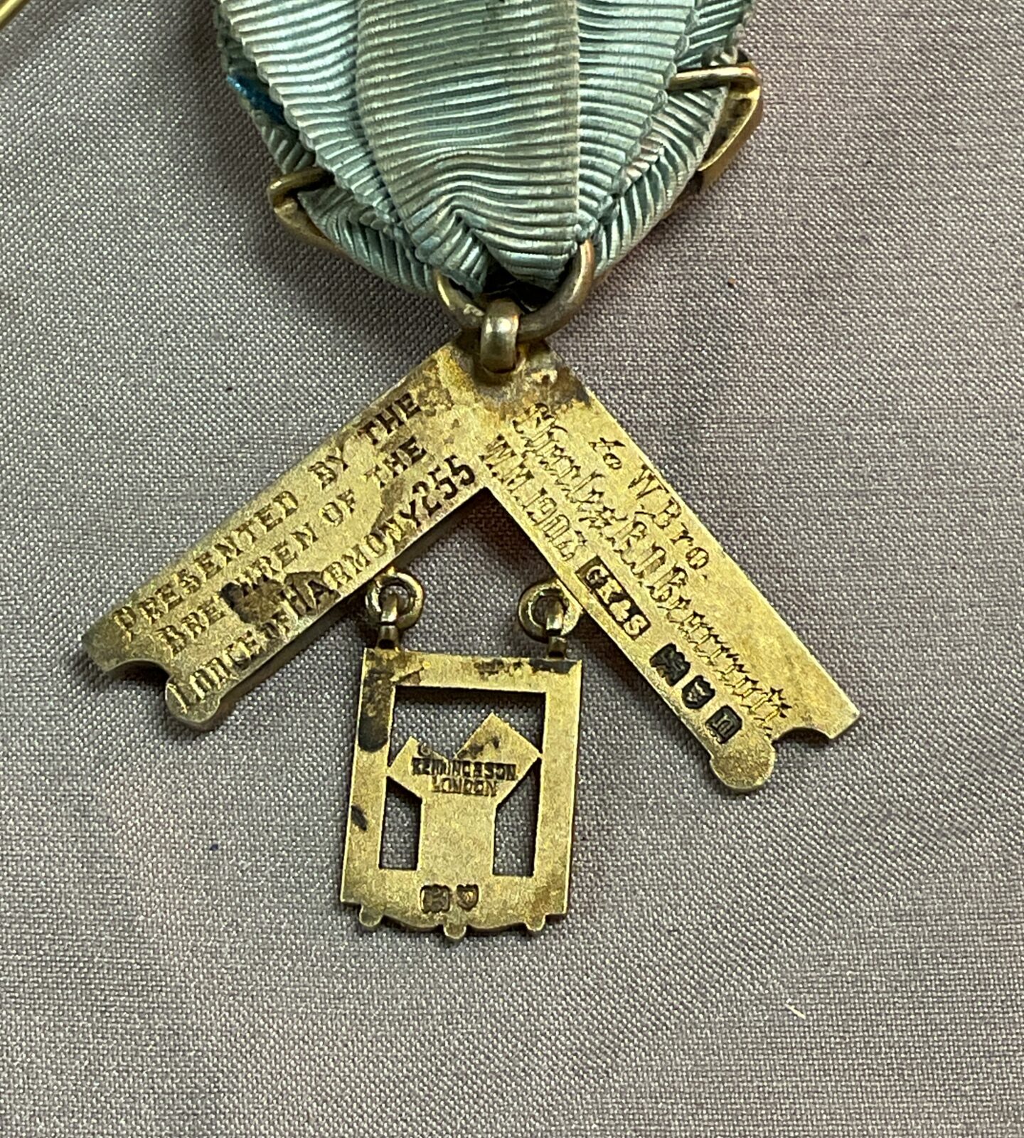 Masonic Past Masters Silver Gilt Jewel Lodge of Harmony 1903 - Image 2