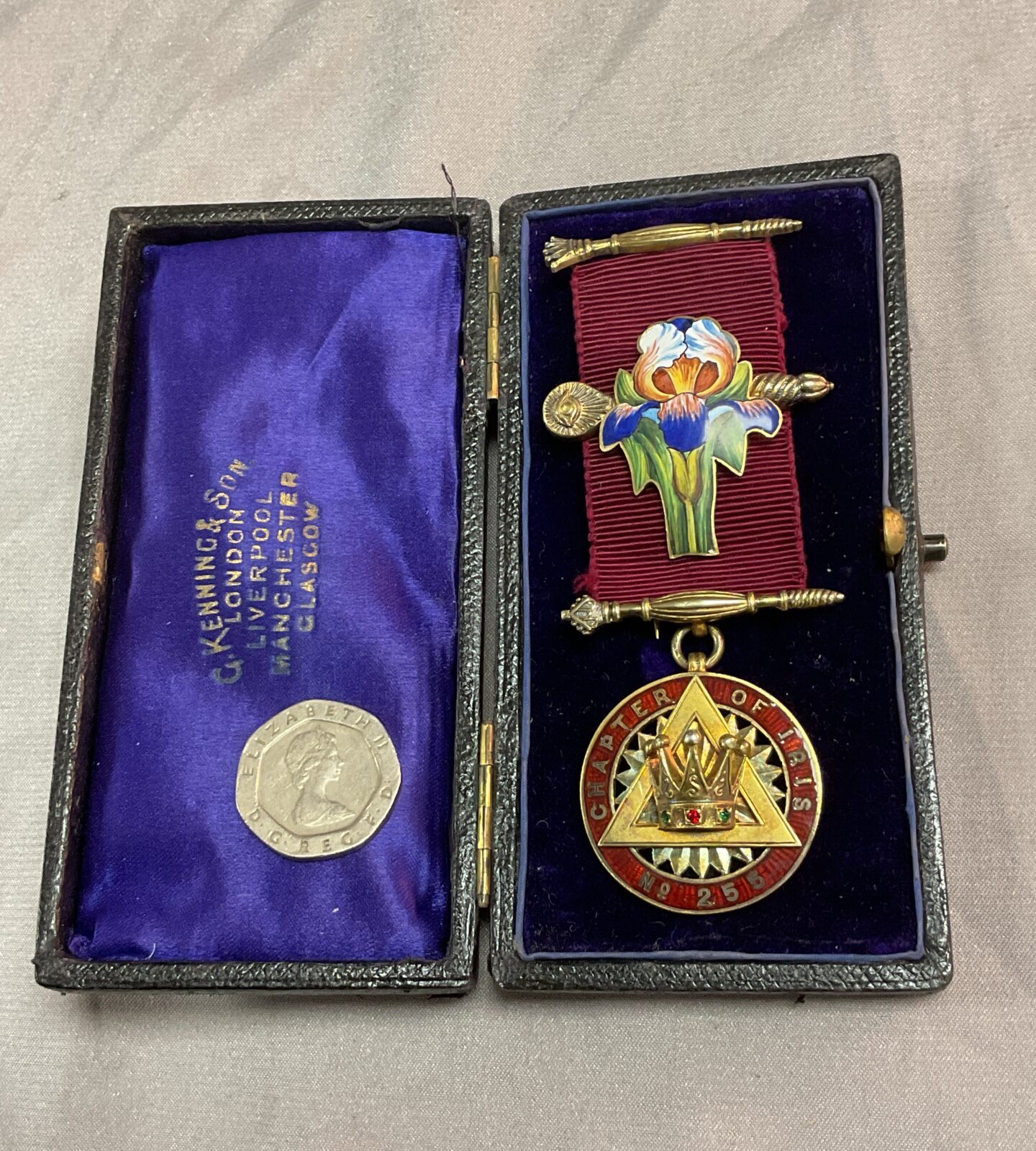 Masonic Hallmarked silver and enamelled Jewel Chapter of iris No255 Lodge of harmony