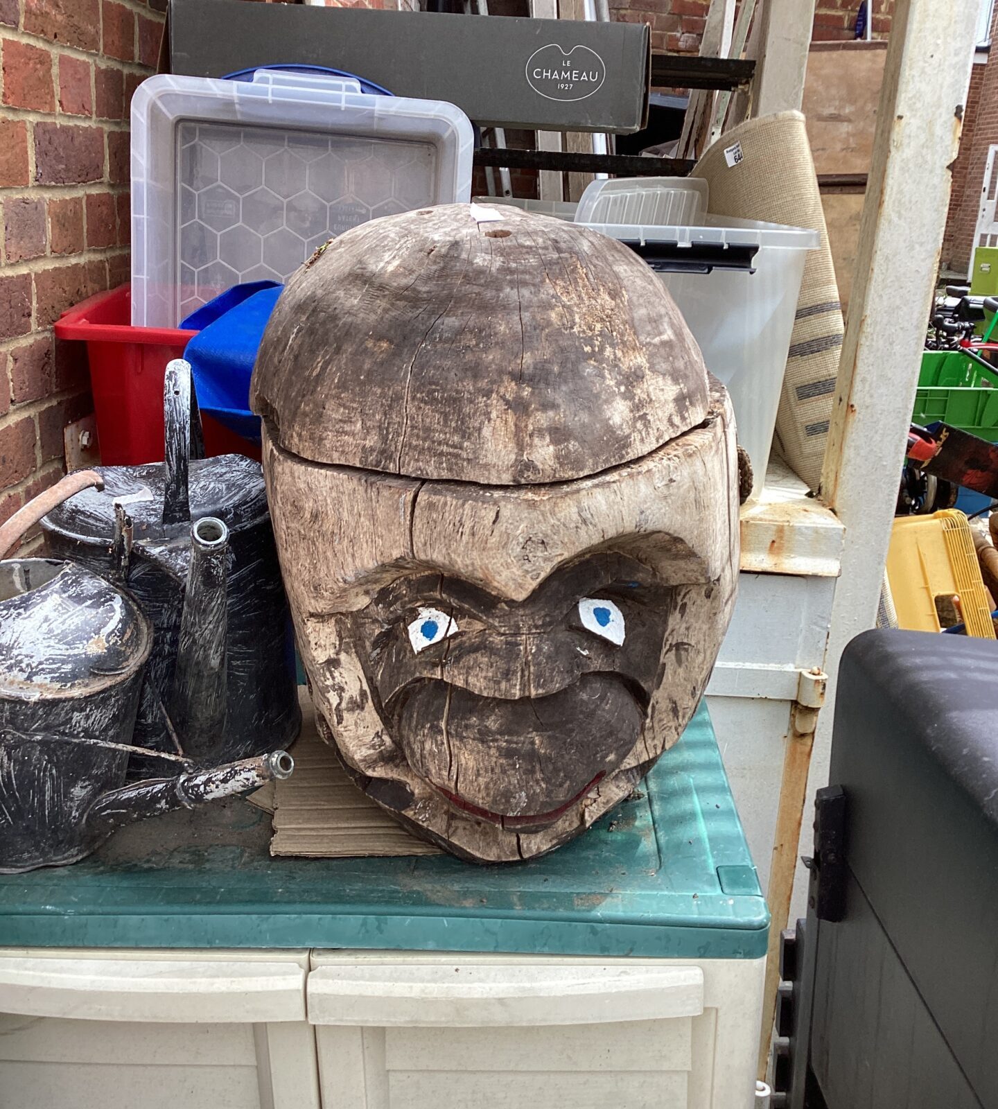 Wooden monkey head storage box