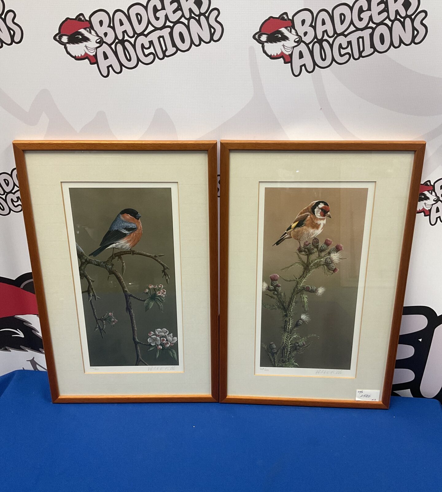 Pair of robert e fuller signed limited edition prints of finches