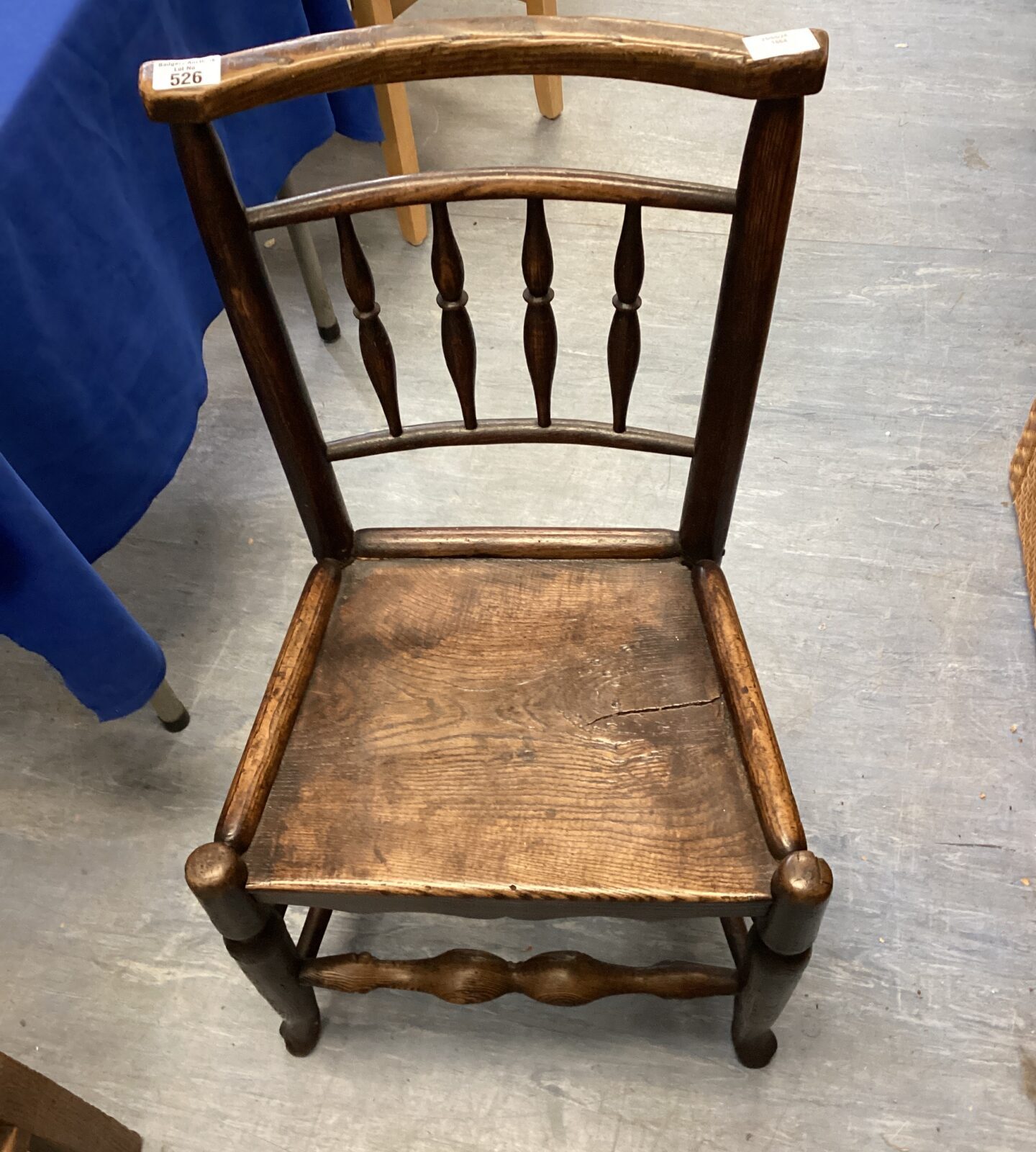 Antique Georgian side chair country spindle back elm & ash