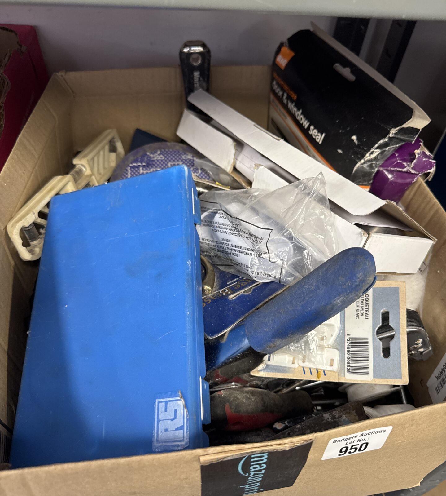 Box of assorted shed clearance items