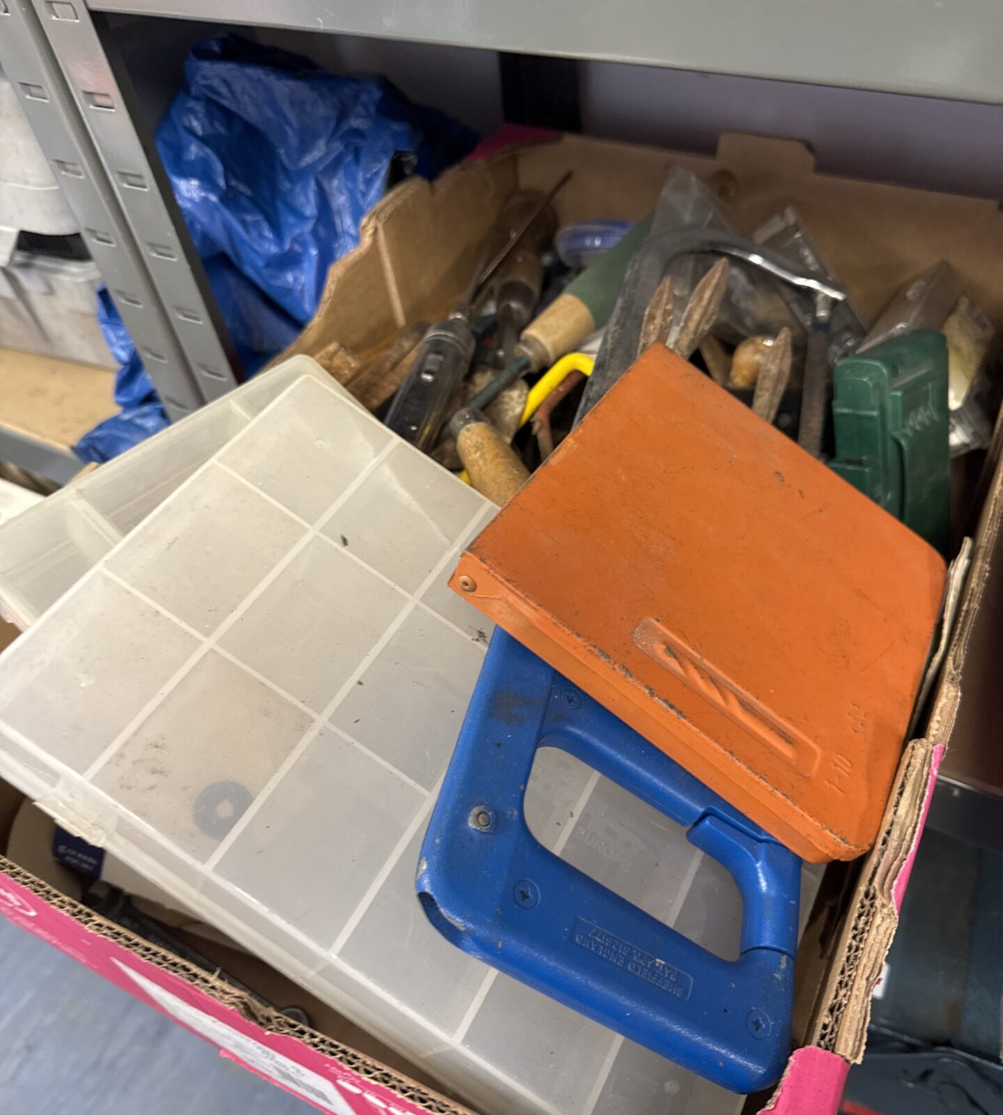 Tray of shed clearance items