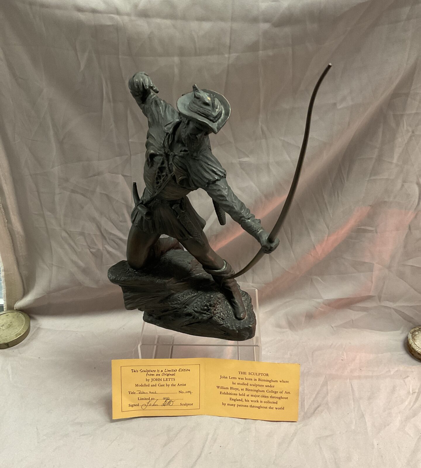Limited Edition John Letts 12” Bronzed Sculpture Robin Hood