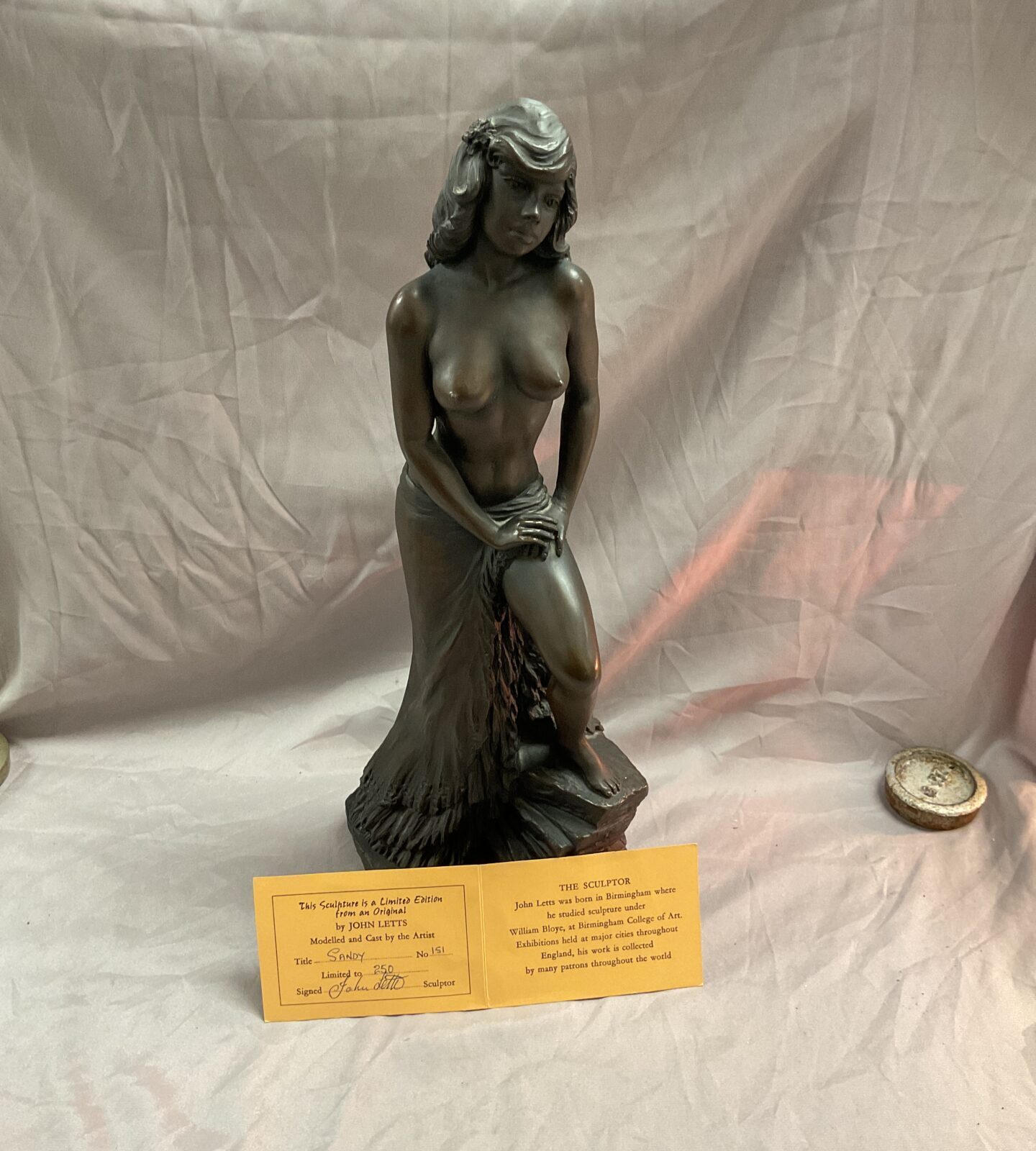 Limited Edition 17” John Letts Bronzed Sculpture “Sandy”