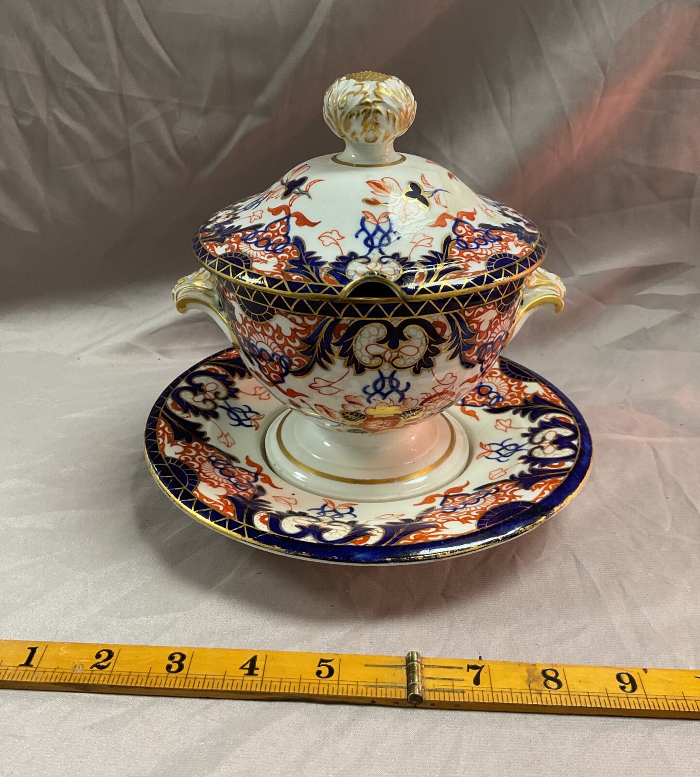 Antique Royal Crown Derby kings pattern Soup Tureen 1820c Repair to lid