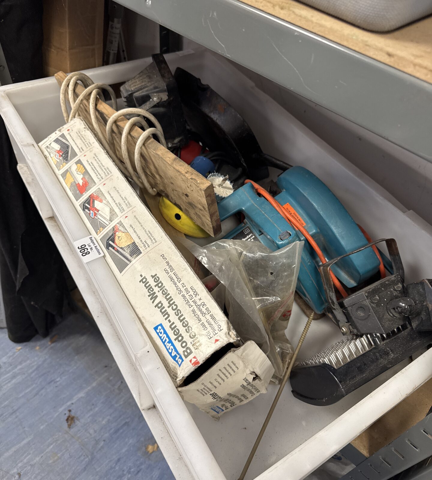 Box of shed clearance items