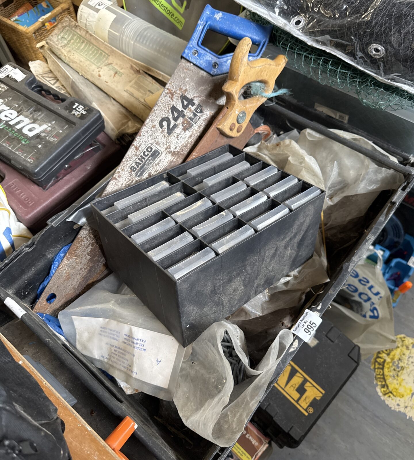 Tray of shed clearance items