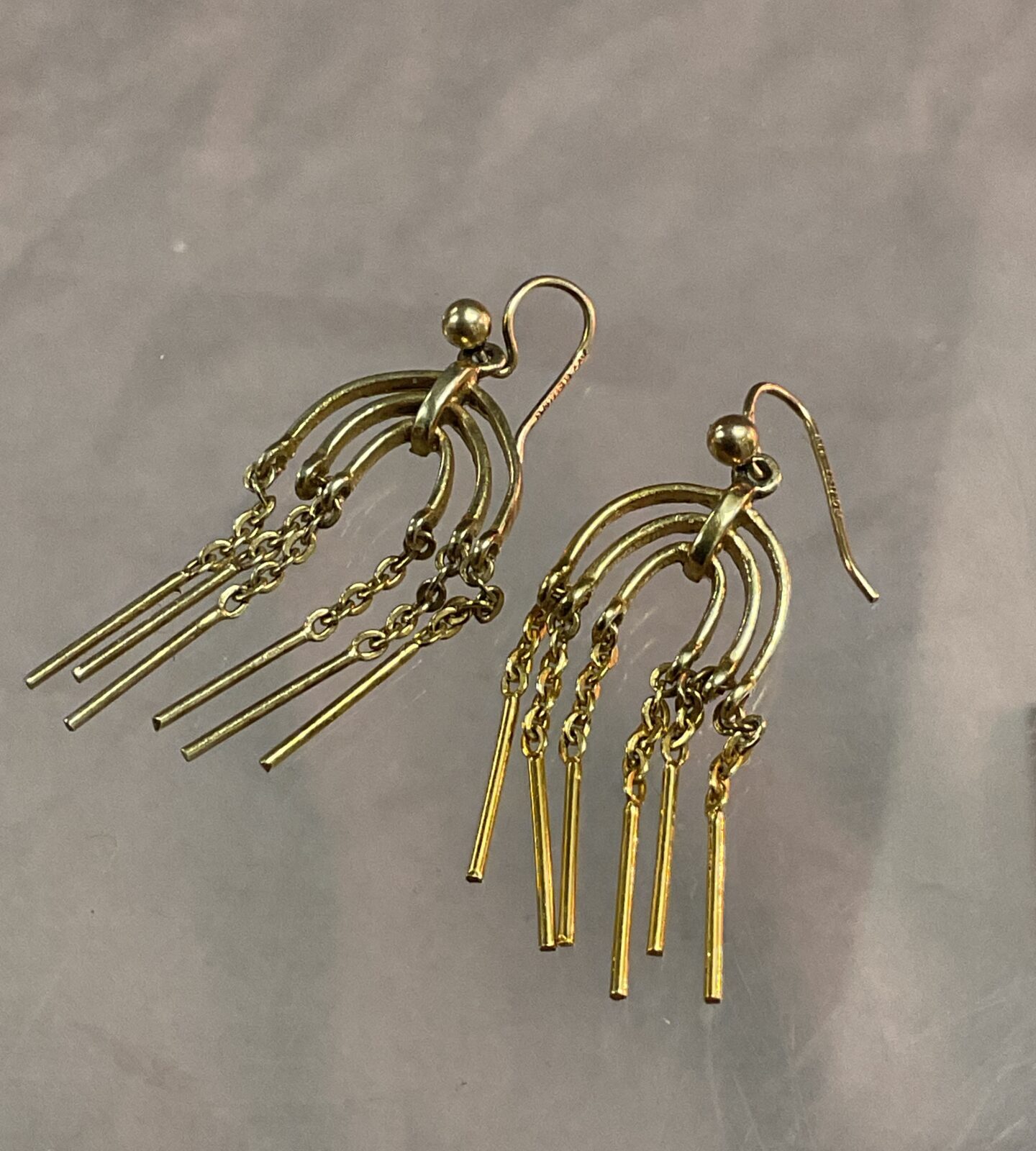 9ct yellow gold menorah earrings
