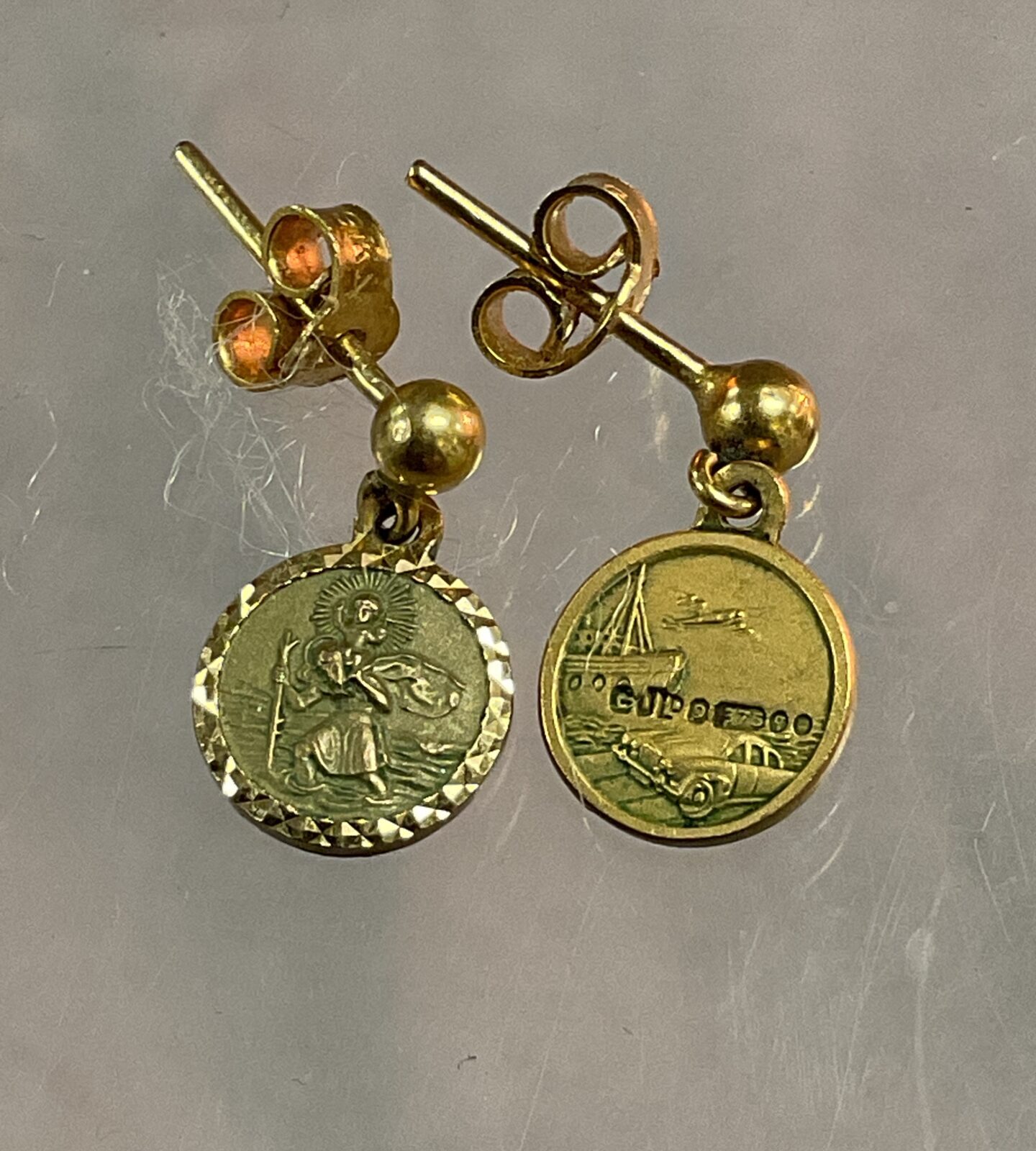 Pair of 9ct yellow gold st christopher Earrings