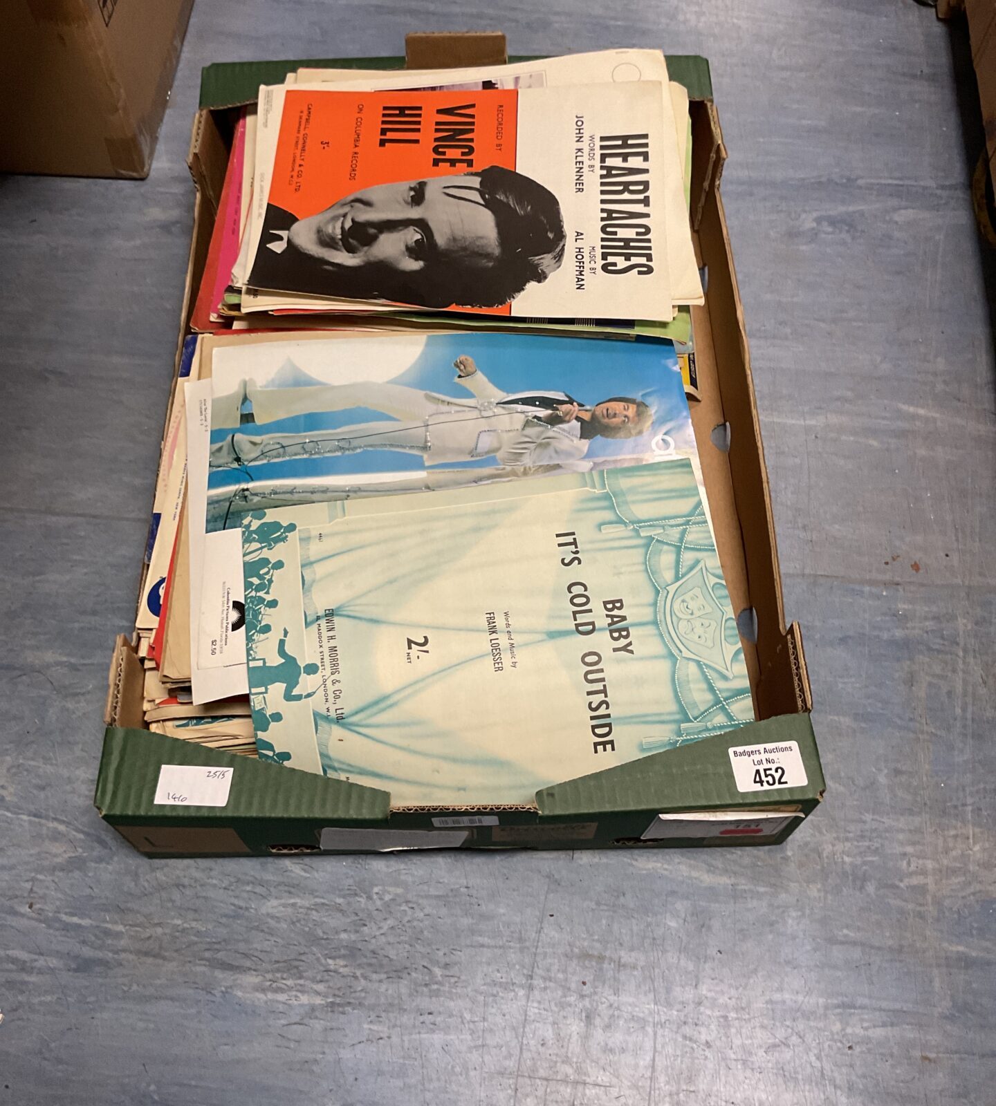 Tray of vintage 1950’s music sheets