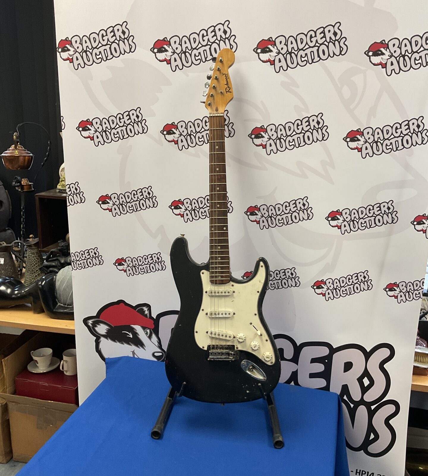 Black richwood electric guitar