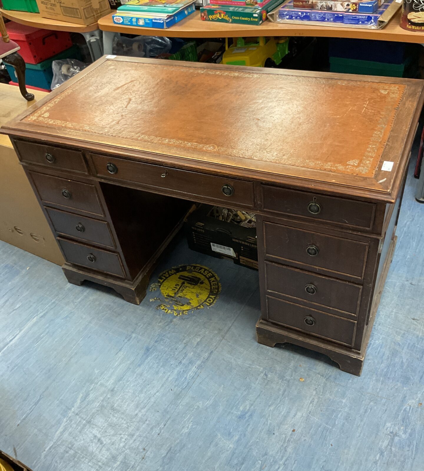 Vintage leather topped office desk