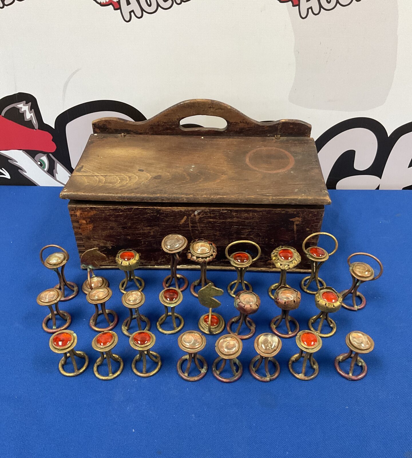 Arts & crafts copper & brass chess pieces