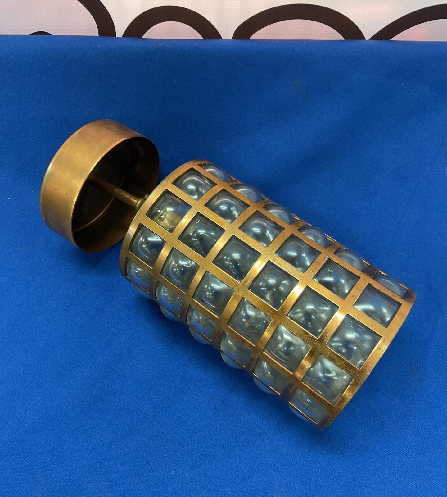 Vintage copper ceiling lamp with dimple glass