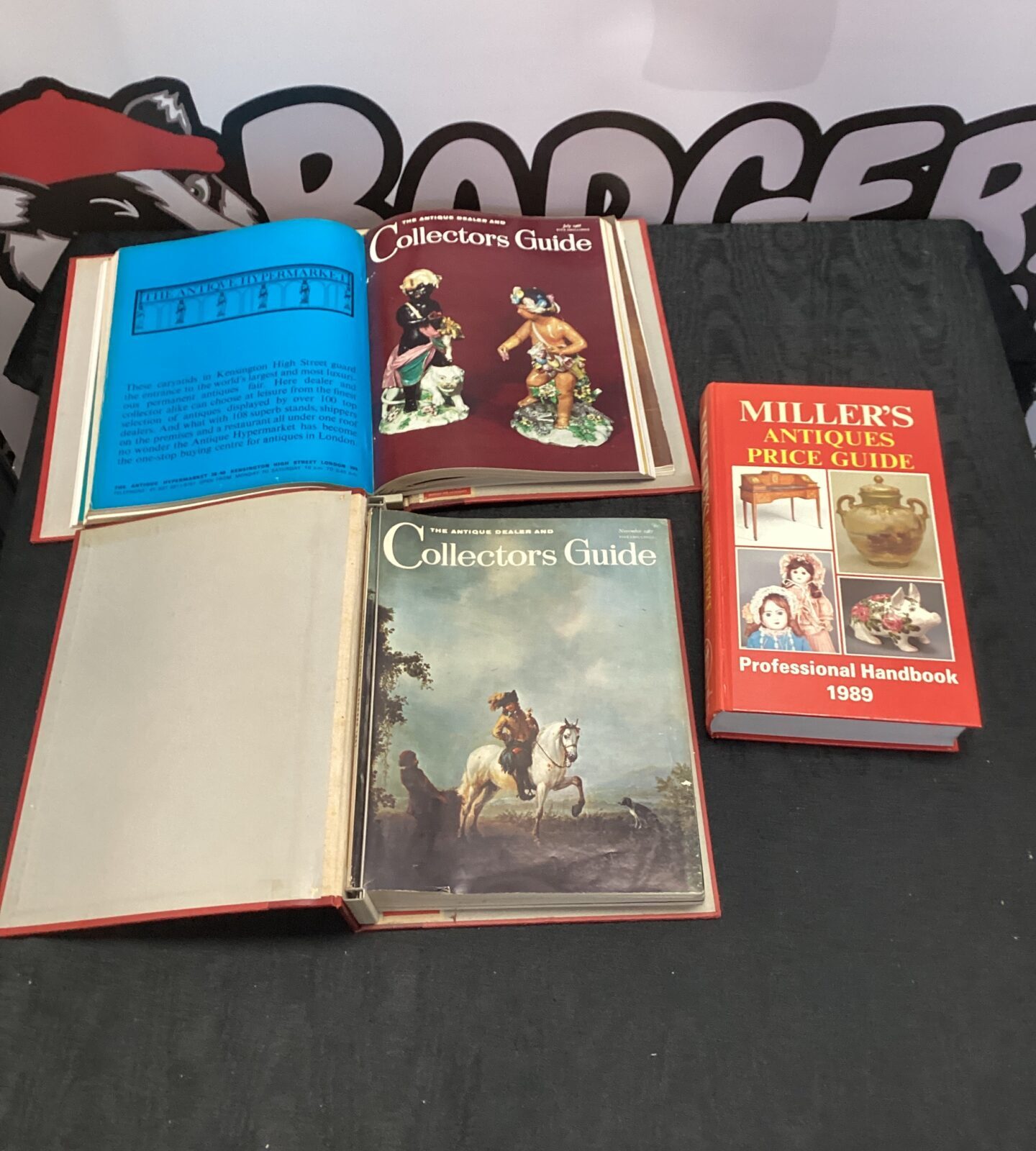 Millers antiques price guide book with two foldersof the antique dealer and collectors guide magazines