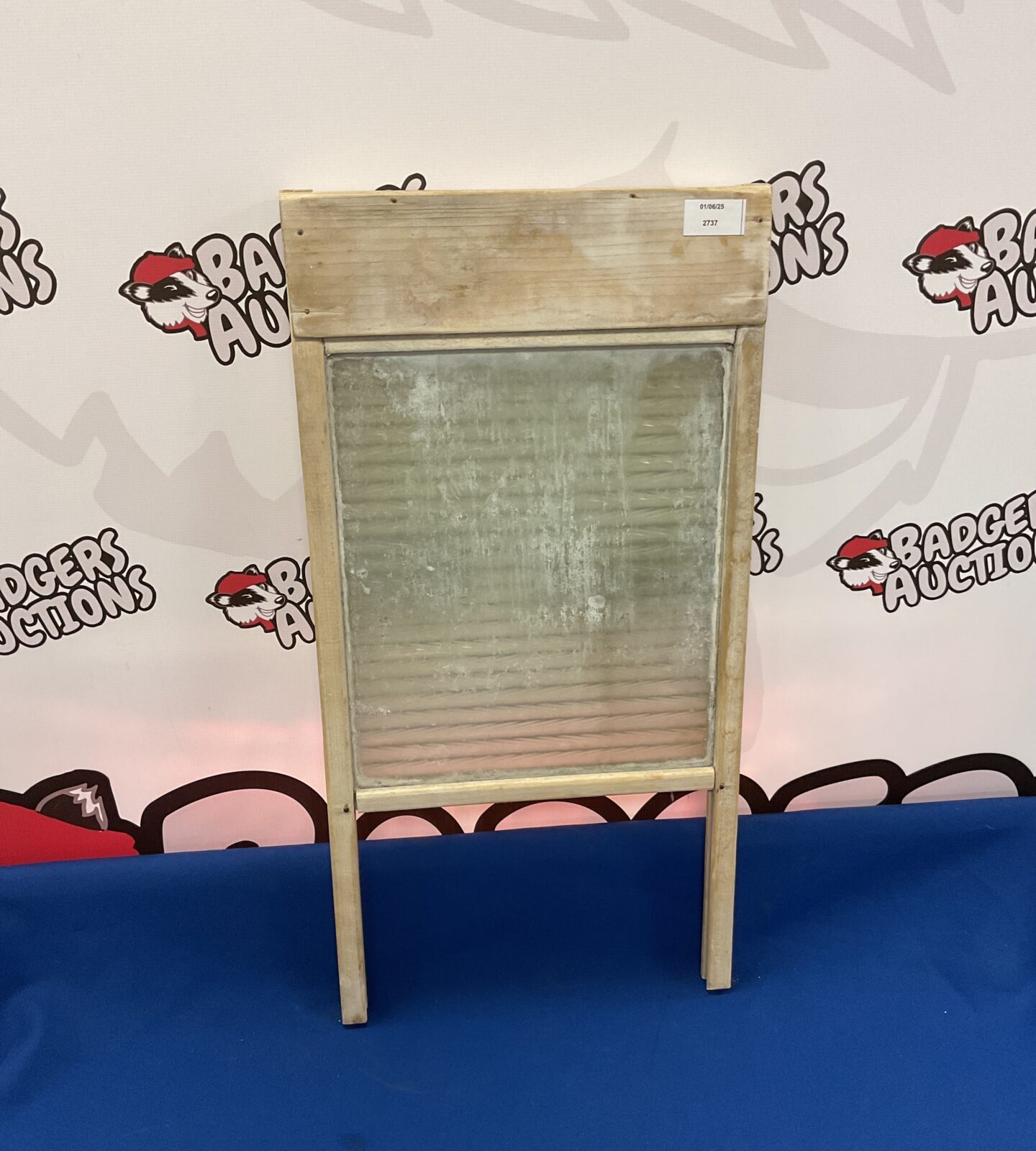 Vintage glass & wood wash board