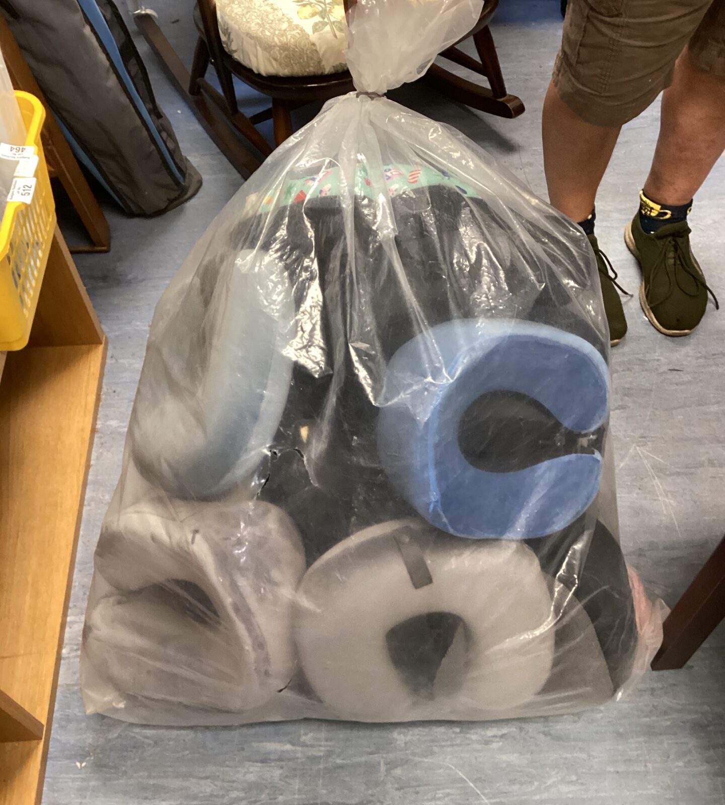 Bag of new travel cushions